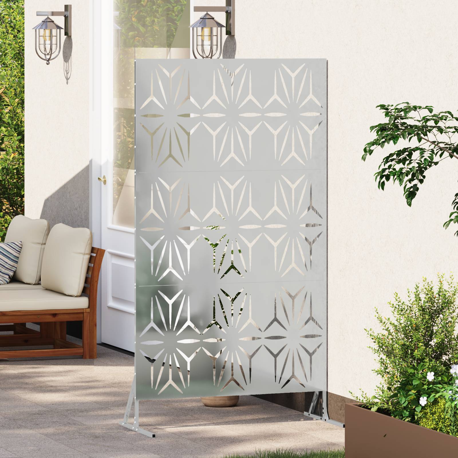 vidaXL Verzinkter Stahlzaun-Panel Verzinkter Stahl Groß