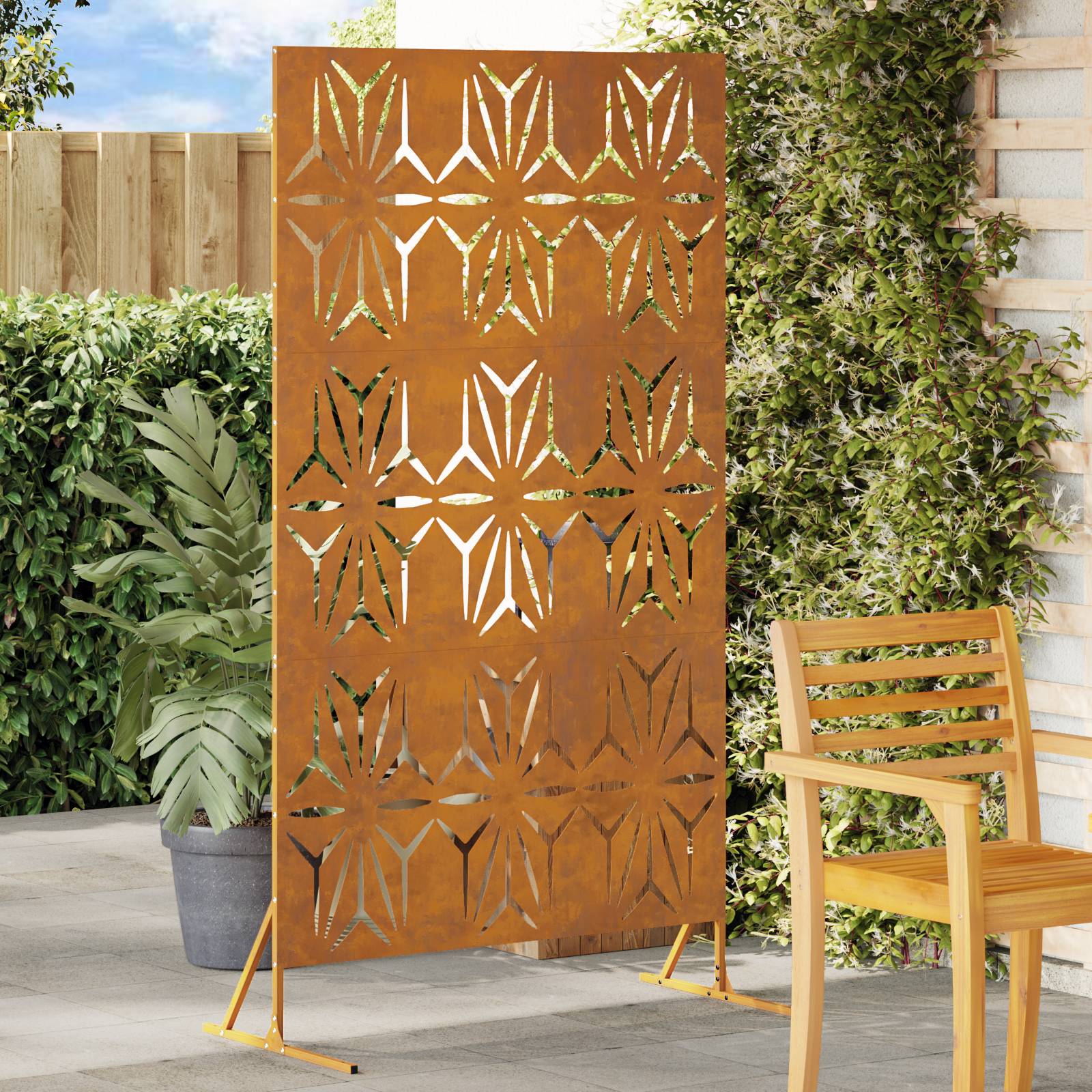 vidaXL Metallzaunpanel Wetterstahl Groß Dekorative Intarsien