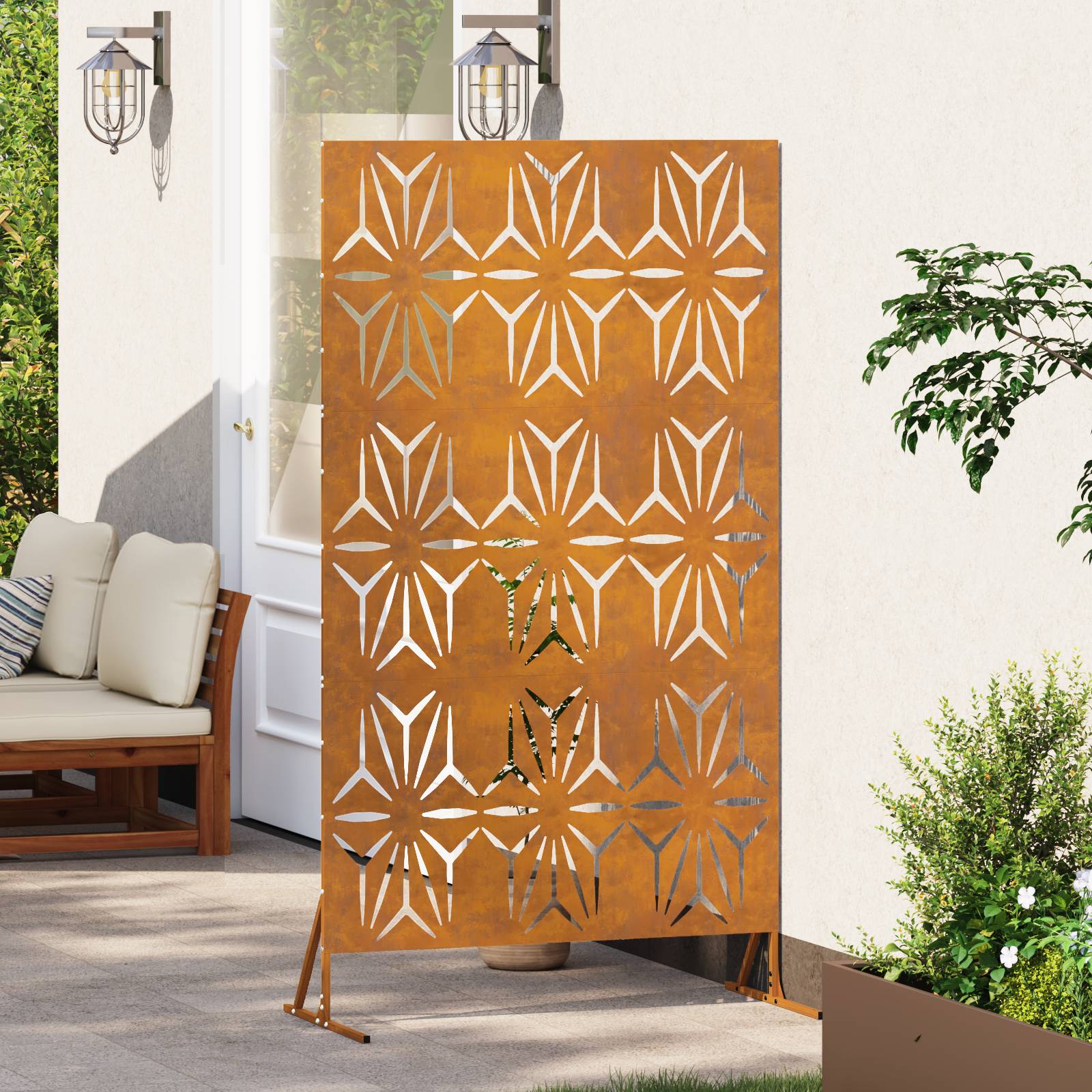 vidaXL Metallzaunpanel Wetterstahl Groß Dekorative Intarsien