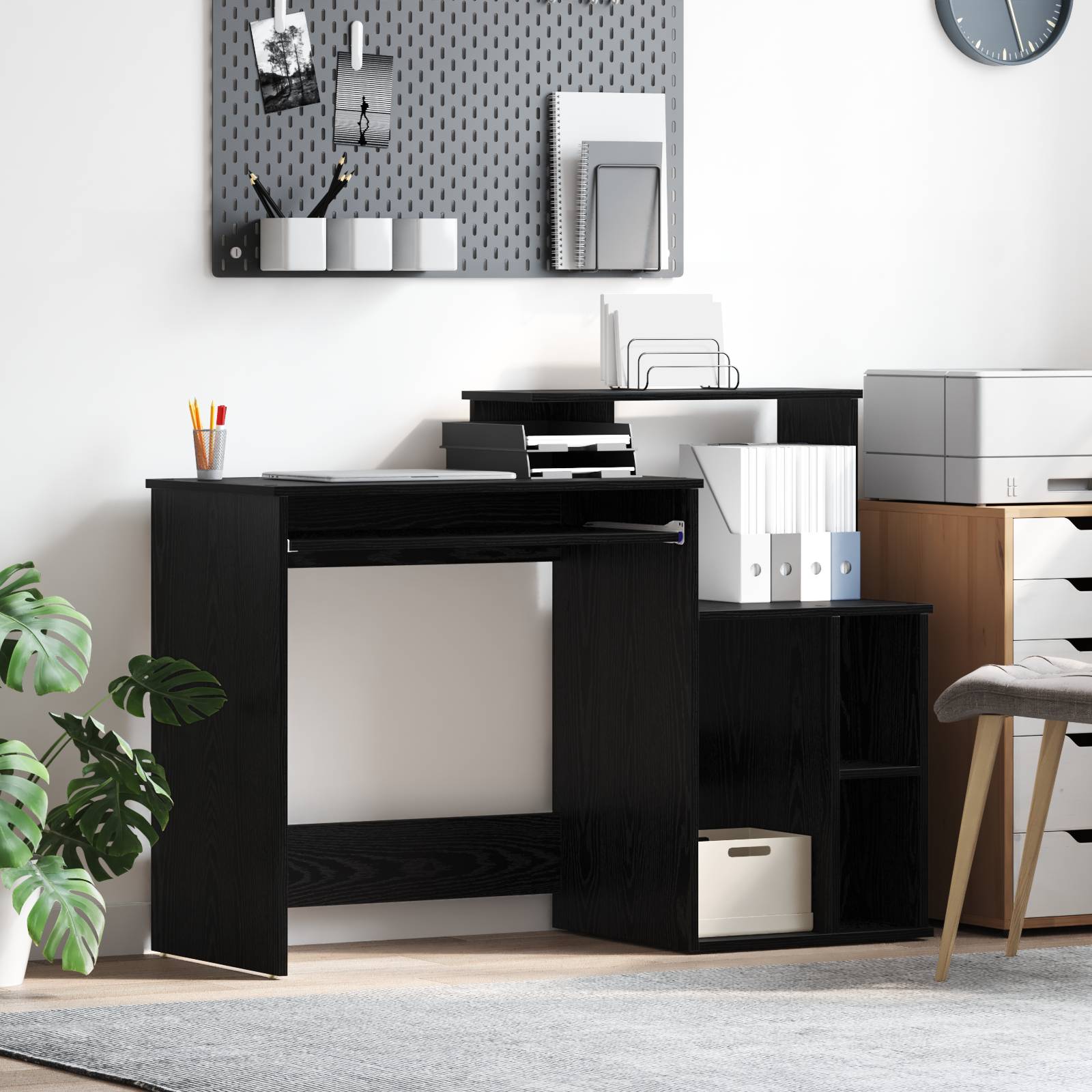 vidaXL Schreibtisch mit Stauraum Schwarze Eiche 120,5x44x88,5 cm Holzwerkstoff