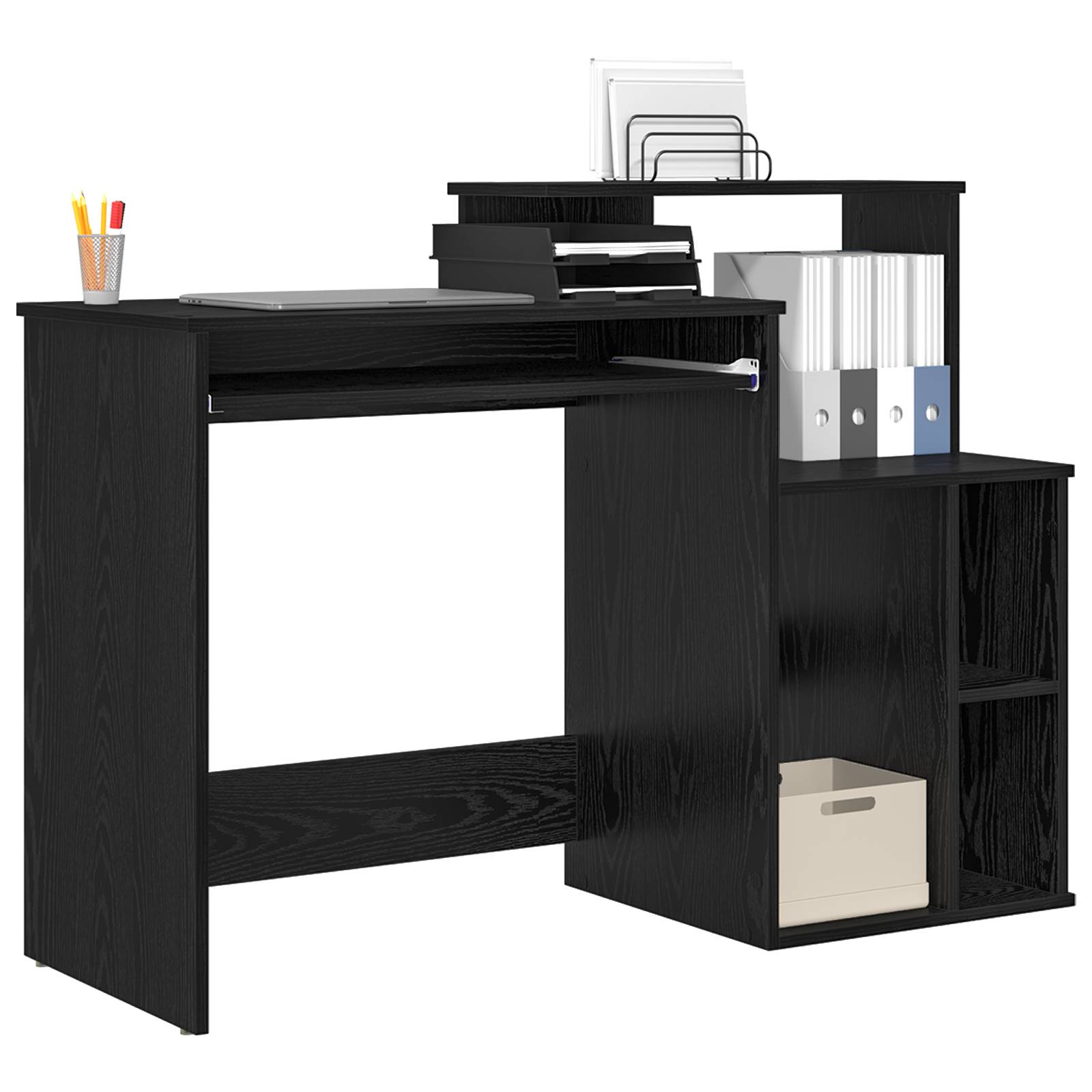vidaXL Schreibtisch mit Stauraum Schwarze Eiche 120,5x44x88,5 cm Holzwerkstoff