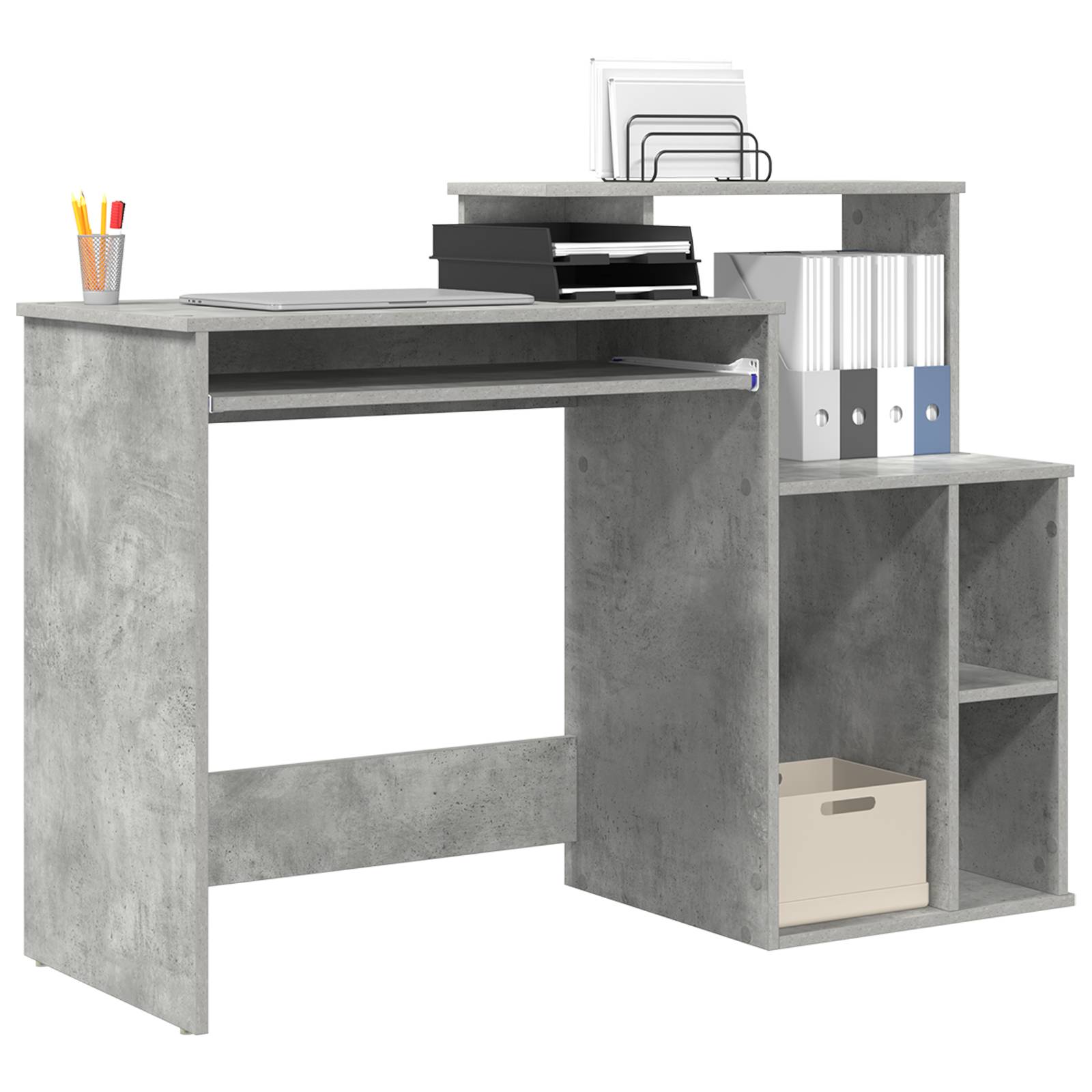 vidaXL Schreibtisch mit Stauraum Betongrau 120.5x44x88.5 cm Holzwerkstoff