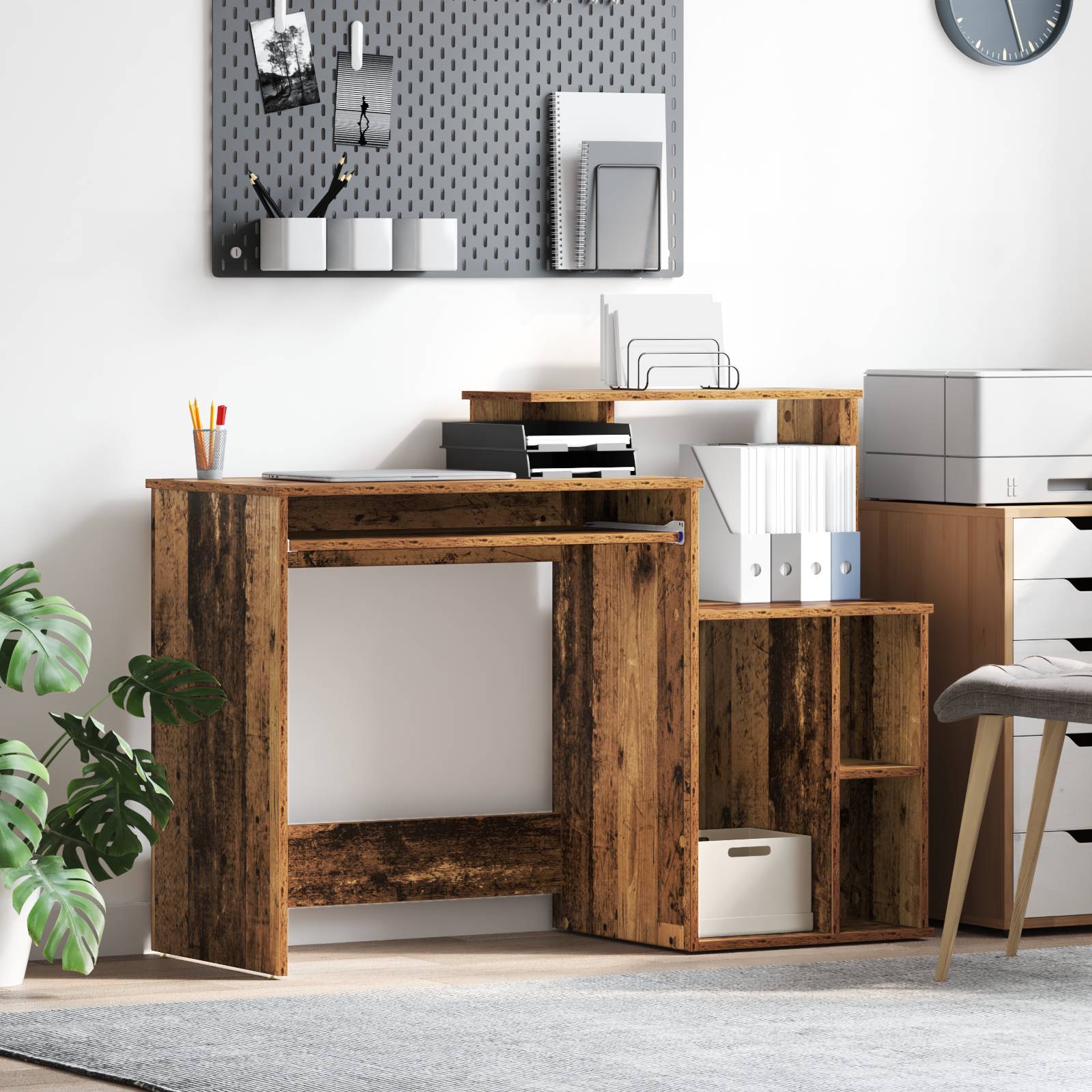 vidaXL Schreibtisch mit Stauraum Alter Holz 120,5x44x88,5 cm Holzwerkstoff