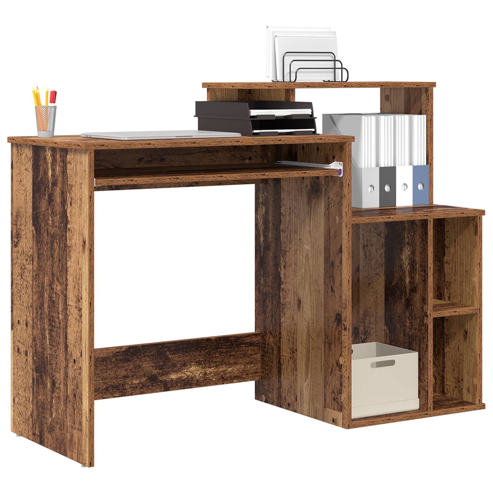 vidaXL Schreibtisch mit Stauraum Alter Holz 120,5x44x88,5 cm Holzwerkstoff