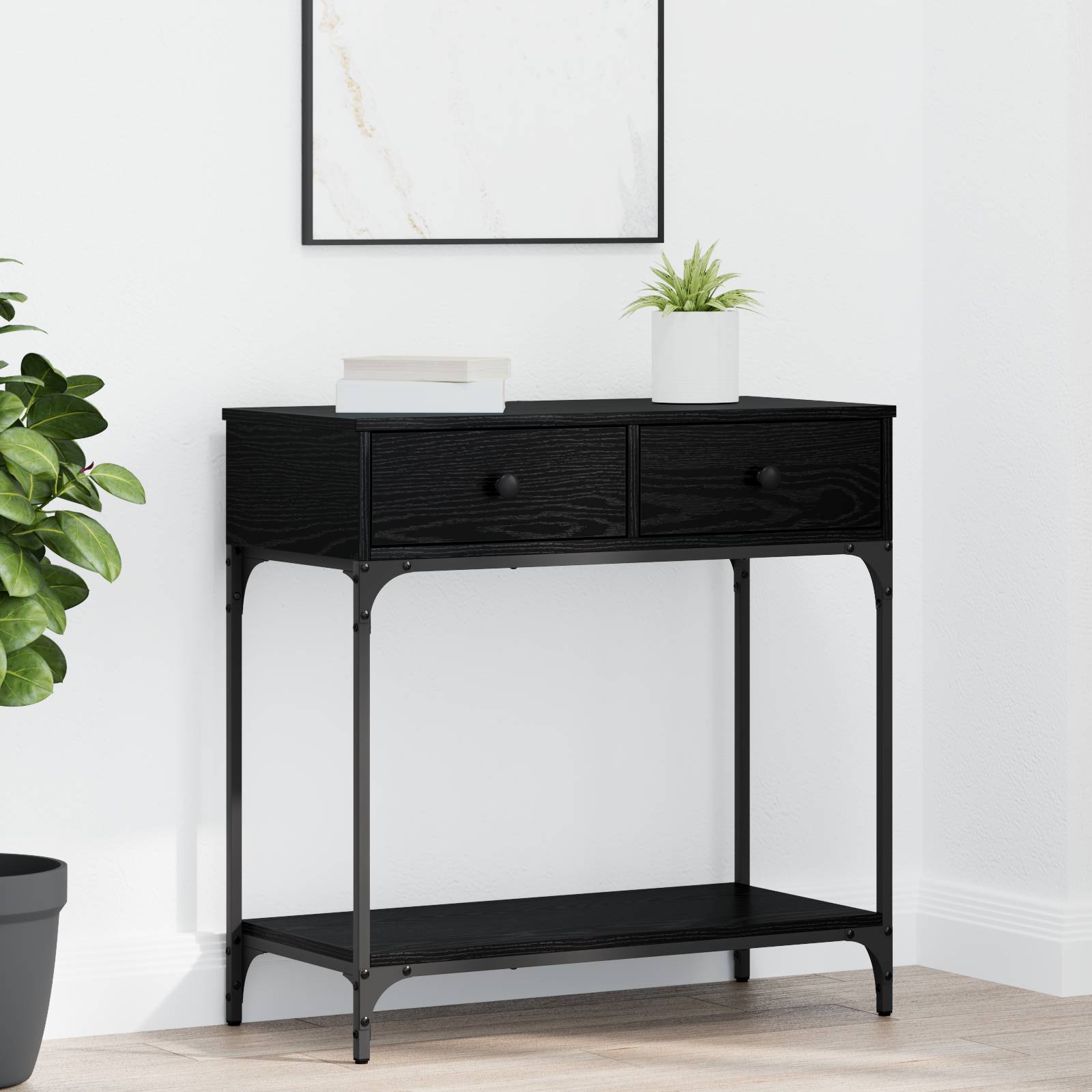 vidaXL Konsole Tisch Schwarze Eiche 75x34.5x75 cm Holzwerkstoff