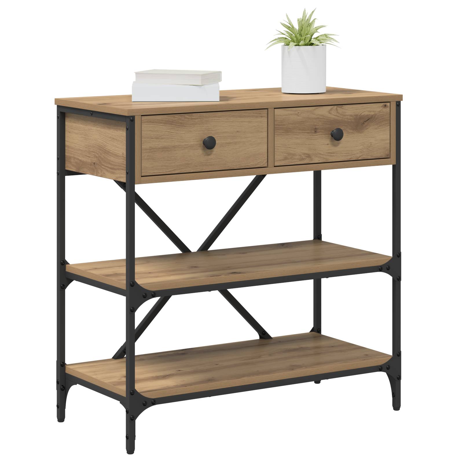 vidaXL Konsolentisch Massivholz Eiche 75x34,5x75 cm Holzwerkstoff