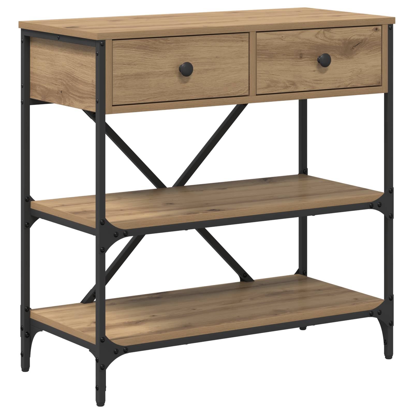 vidaXL Konsolentisch Massivholz Eiche 75x34,5x75 cm Holzwerkstoff