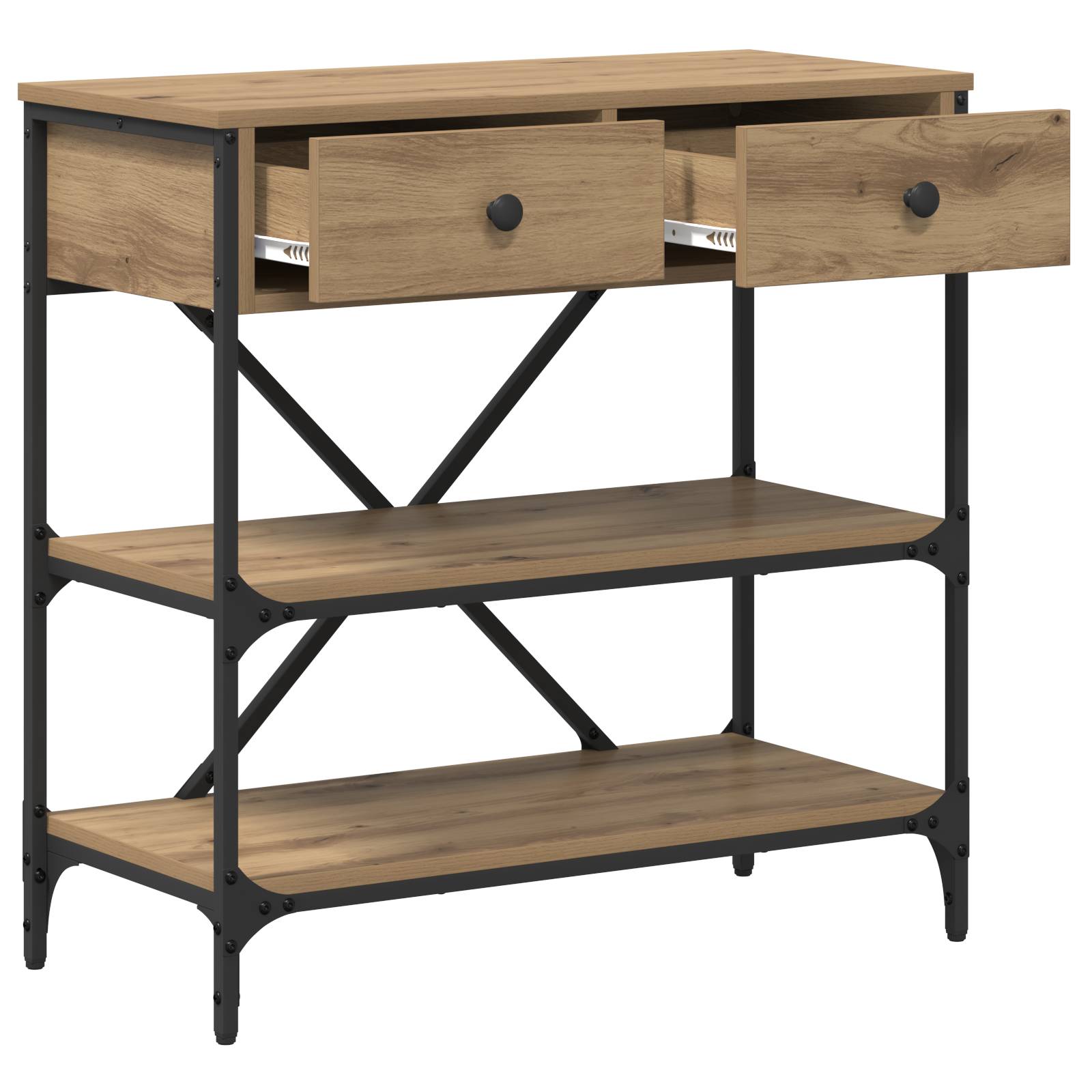 vidaXL Konsolentisch Massivholz Eiche 75x34,5x75 cm Holzwerkstoff