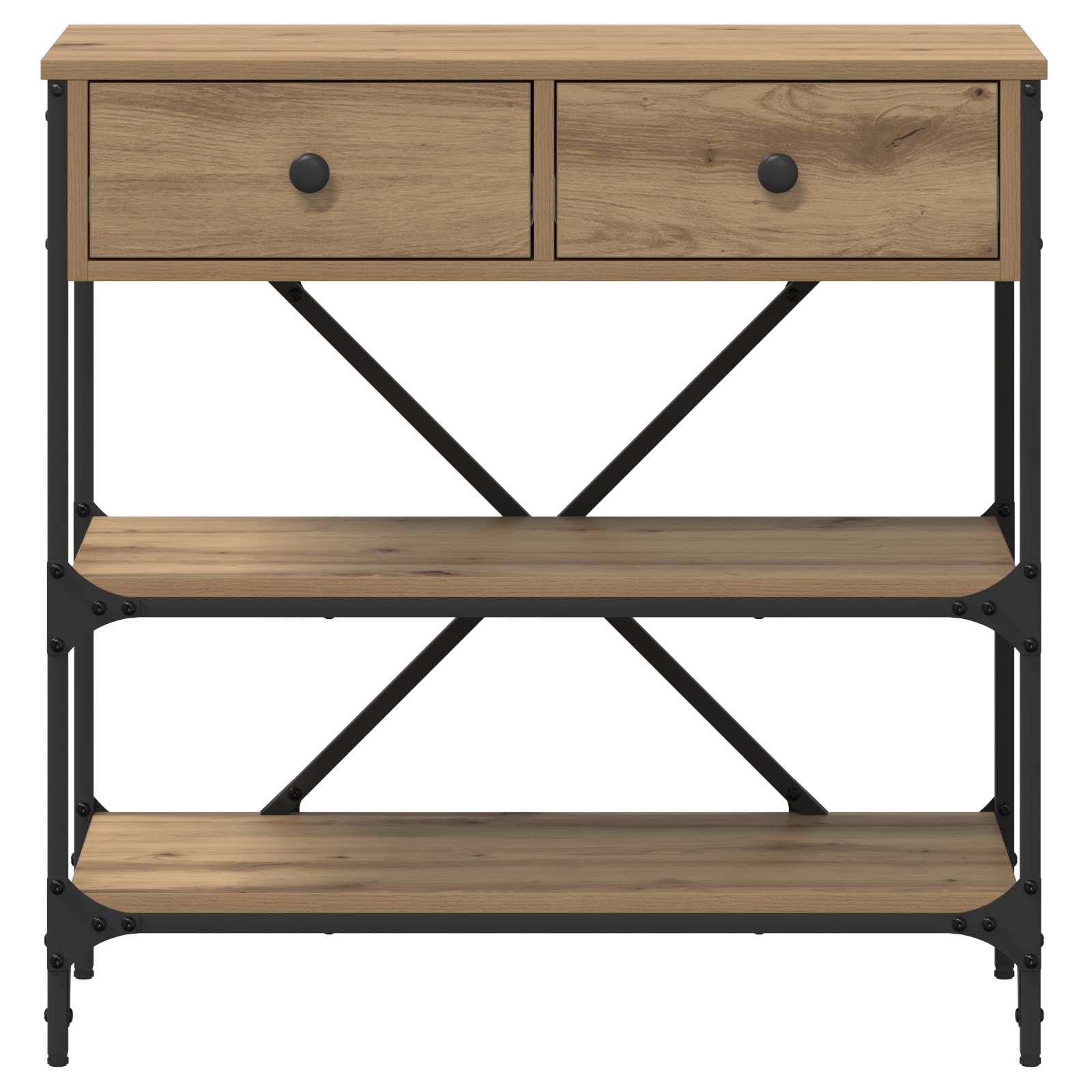 vidaXL Konsolentisch Massivholz Eiche 75x34,5x75 cm Holzwerkstoff