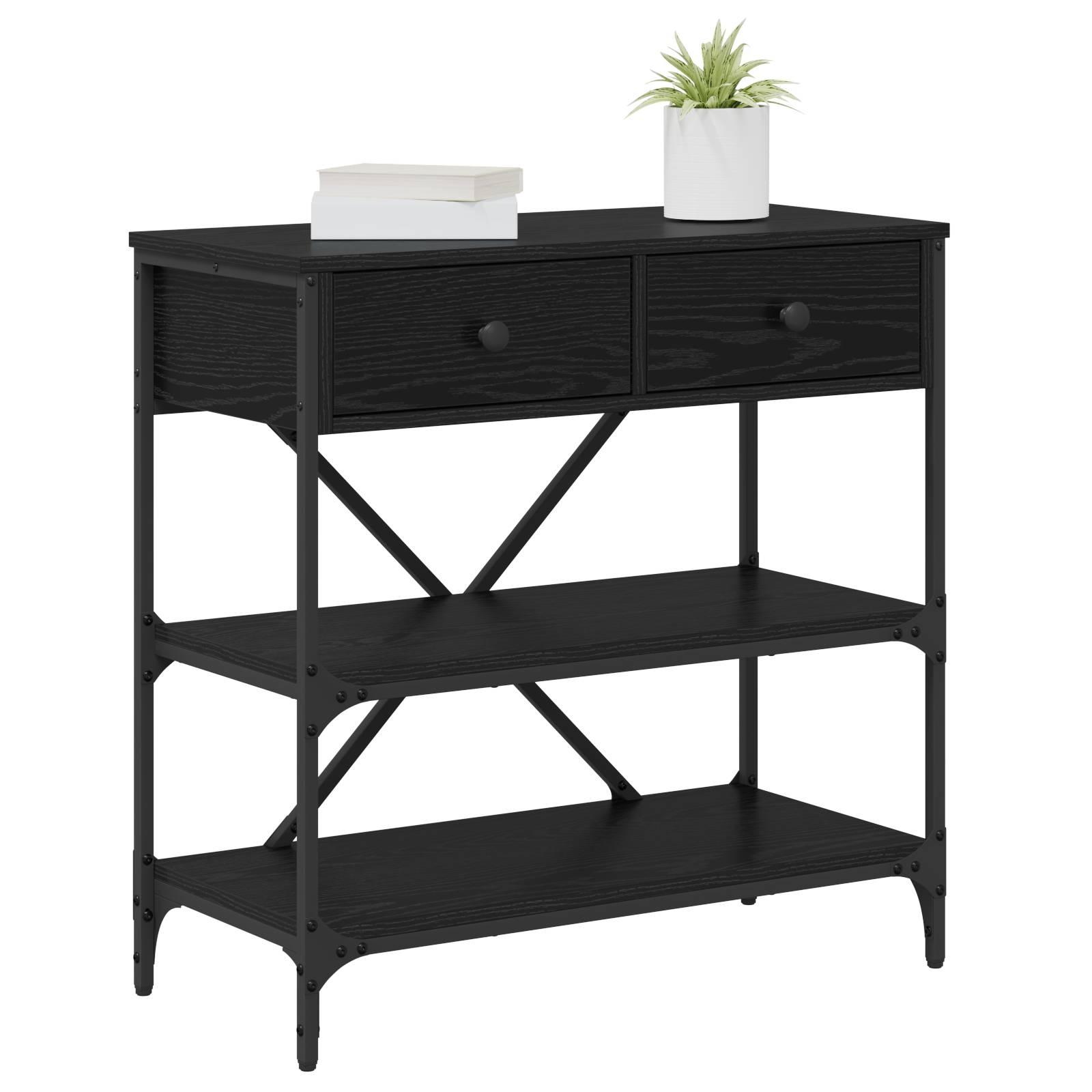 vidaXL Konsolentisch Schwarze Eiche 75x34.5x75 cm Ingenieurholz