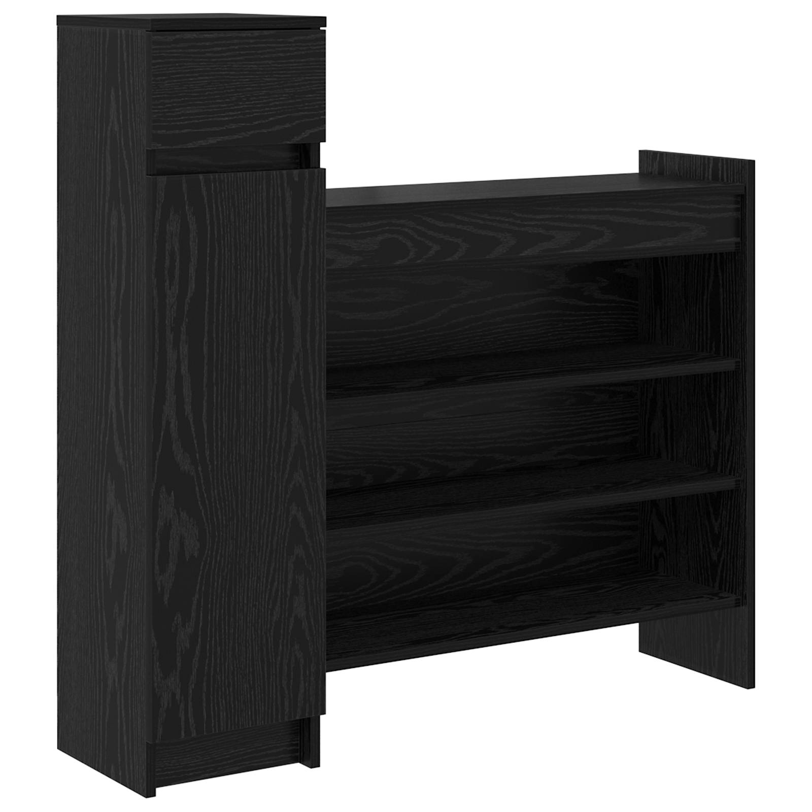vidaXL Schuhschrank Schwarz Eiche 100.5x28x100 cm MDF