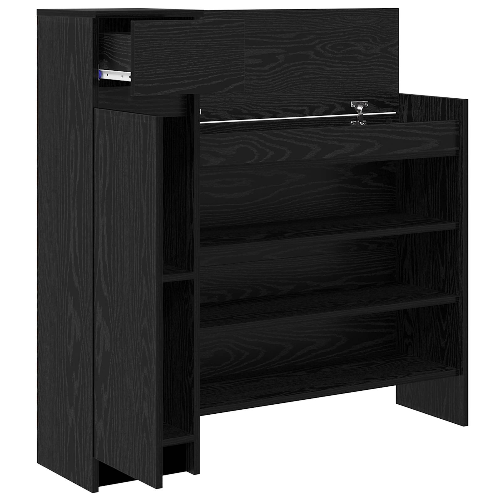 vidaXL Schuhschrank Schwarz Eiche 100.5x28x100 cm MDF
