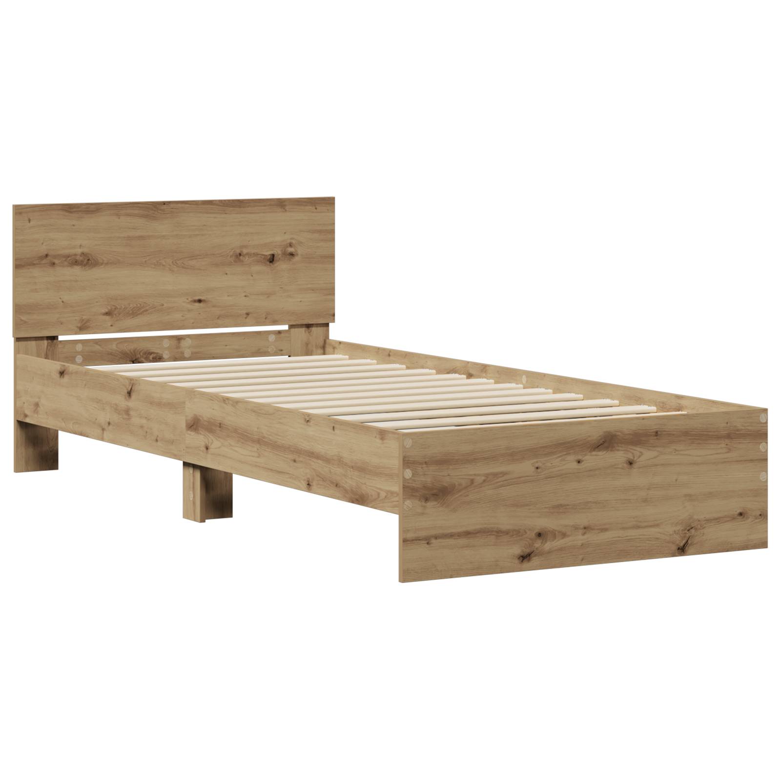 vidaXL Bettgestell ohne Matratze mit Kopfteil Artisan Eiche 75x190 cm