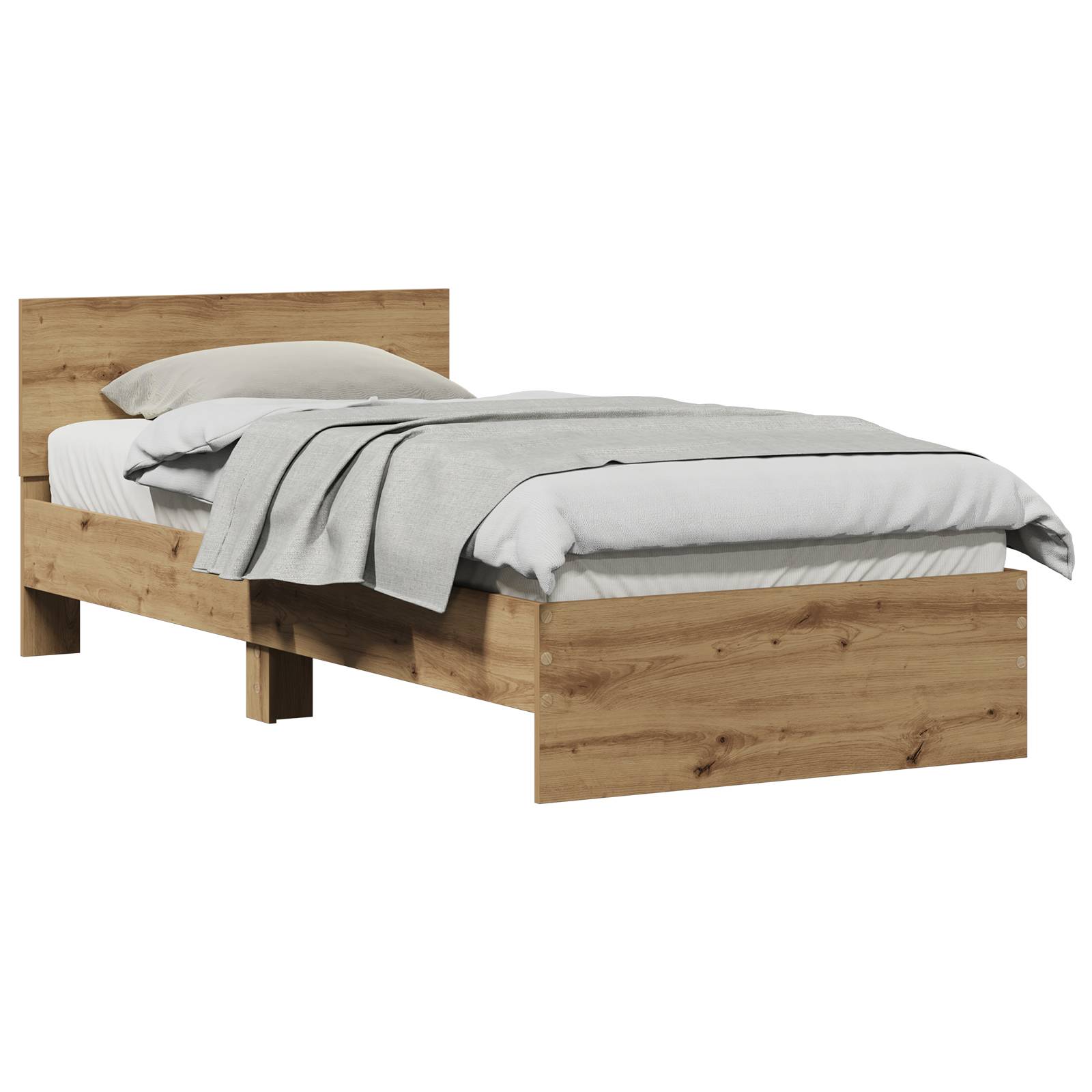 vidaXL Bettgestell ohne Matratze mit Kopfteil Artisan Eiche 75x190 cm