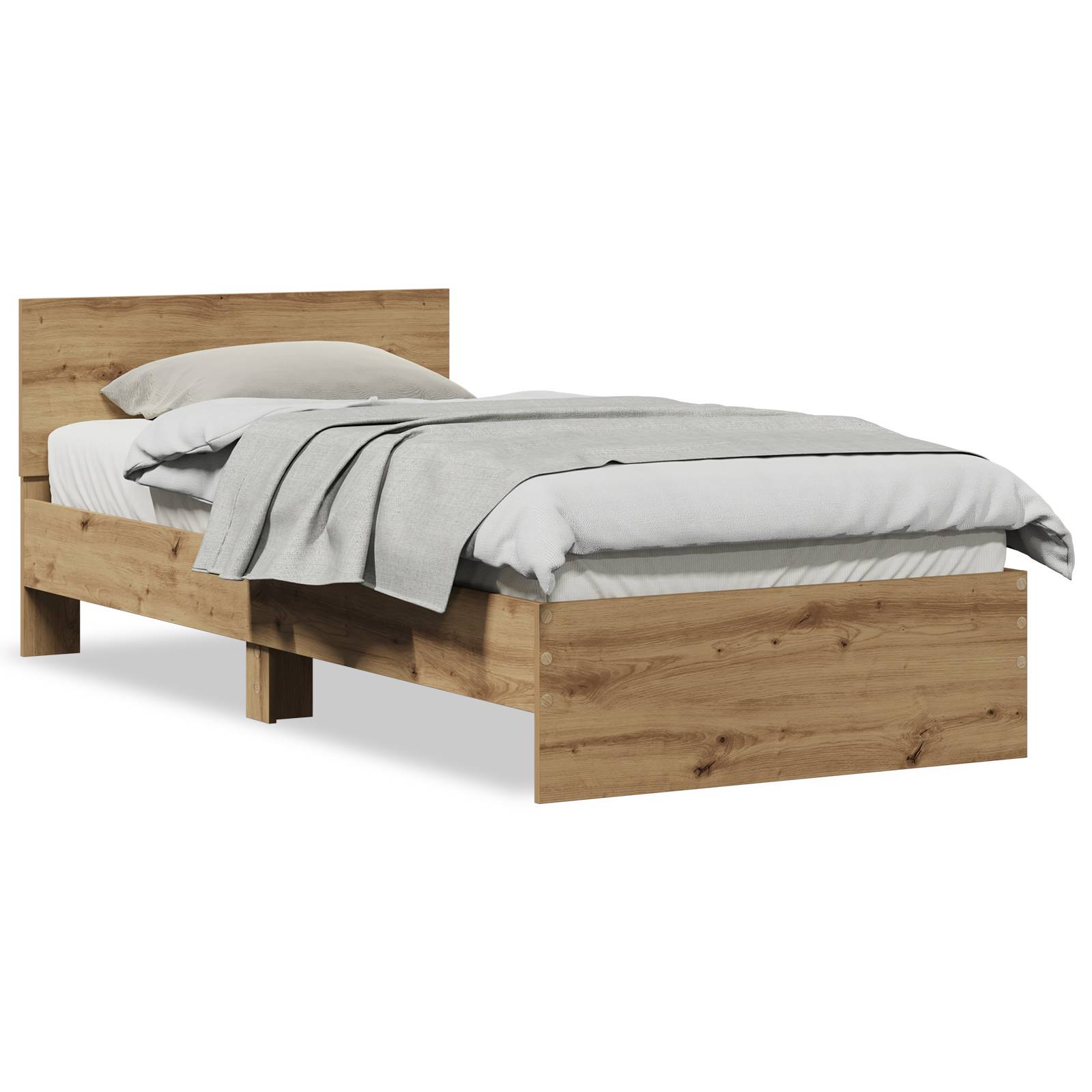 vidaXL Bettgestell ohne Matratze mit Kopfteil Artisan Eiche 75x190 cm