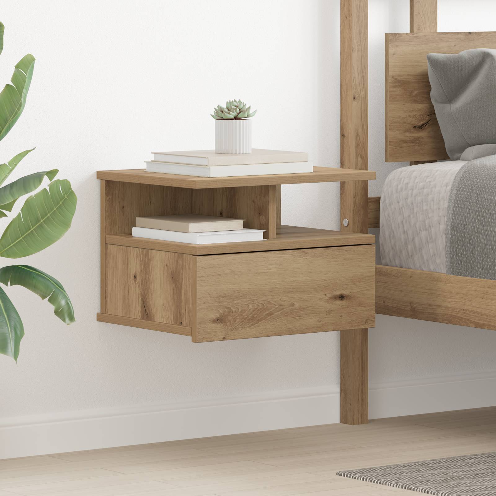 vidaXL Wand-Nachttische 2 Stk. Artisan Eiche 40x31x27 cm Holzwerkstoff