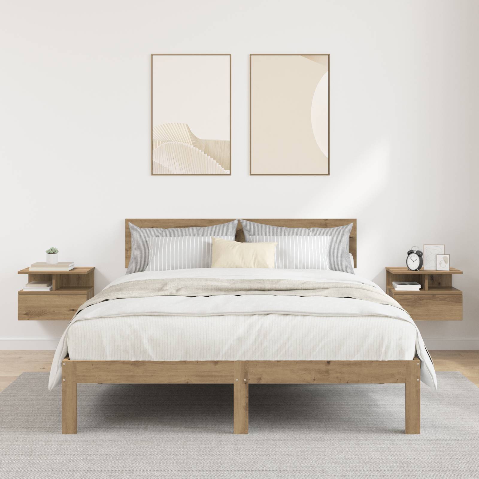 vidaXL Wand-Nachttische 2 Stk. Artisan Eiche 40x31x27 cm Holzwerkstoff