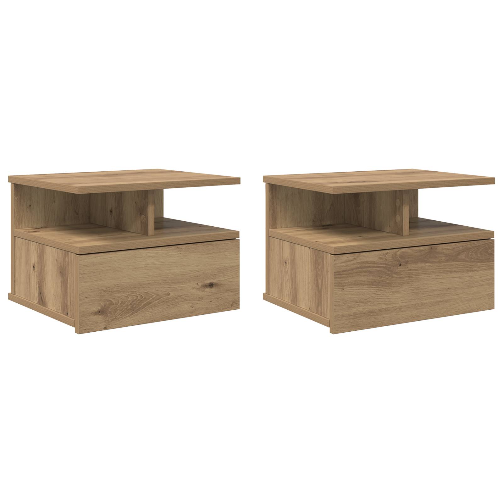vidaXL Wand-Nachttische 2 Stk. Artisan Eiche 40x31x27 cm Holzwerkstoff