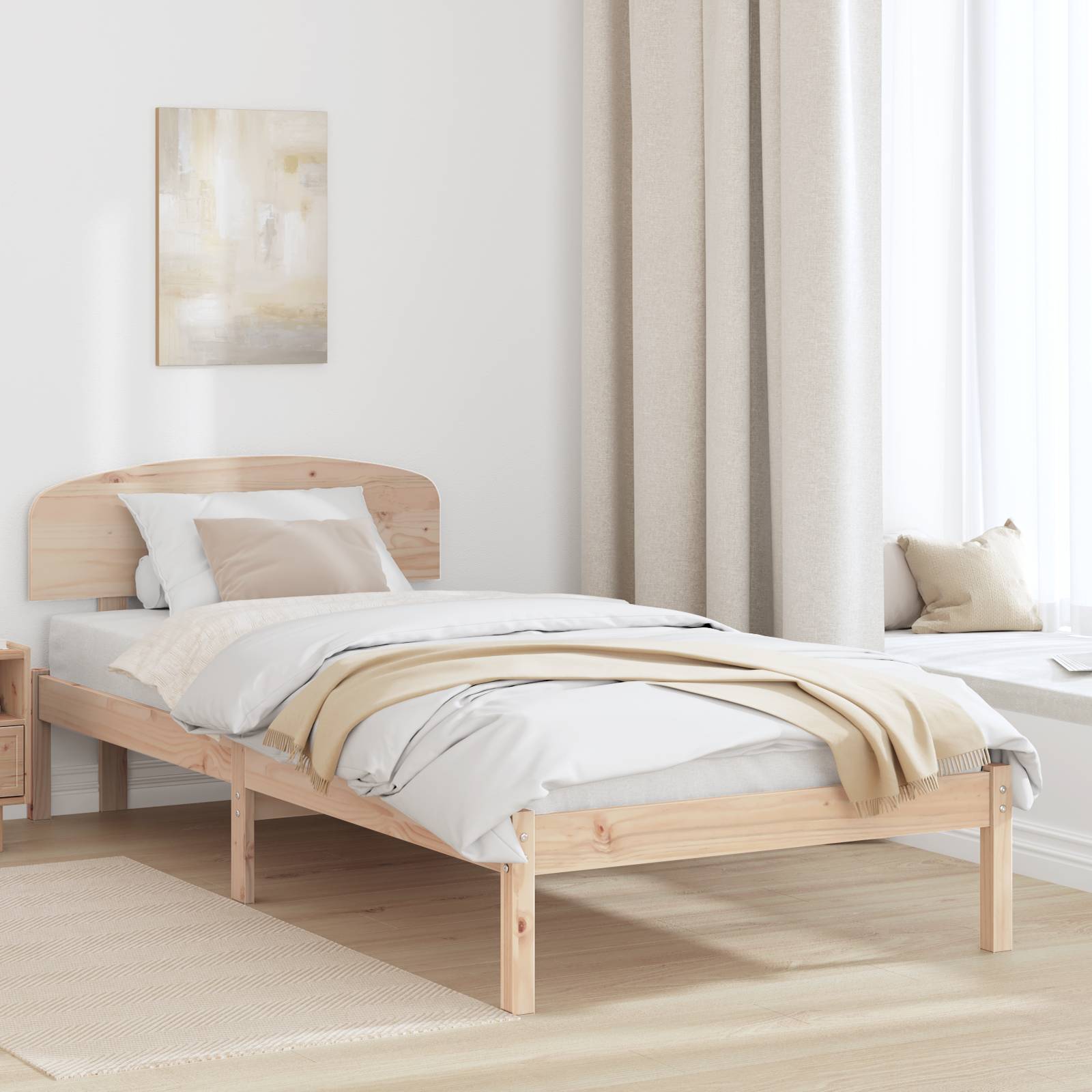 vidaXL Bettgestell mit Kopfteil 90x190 cm Massivholz Kiefer