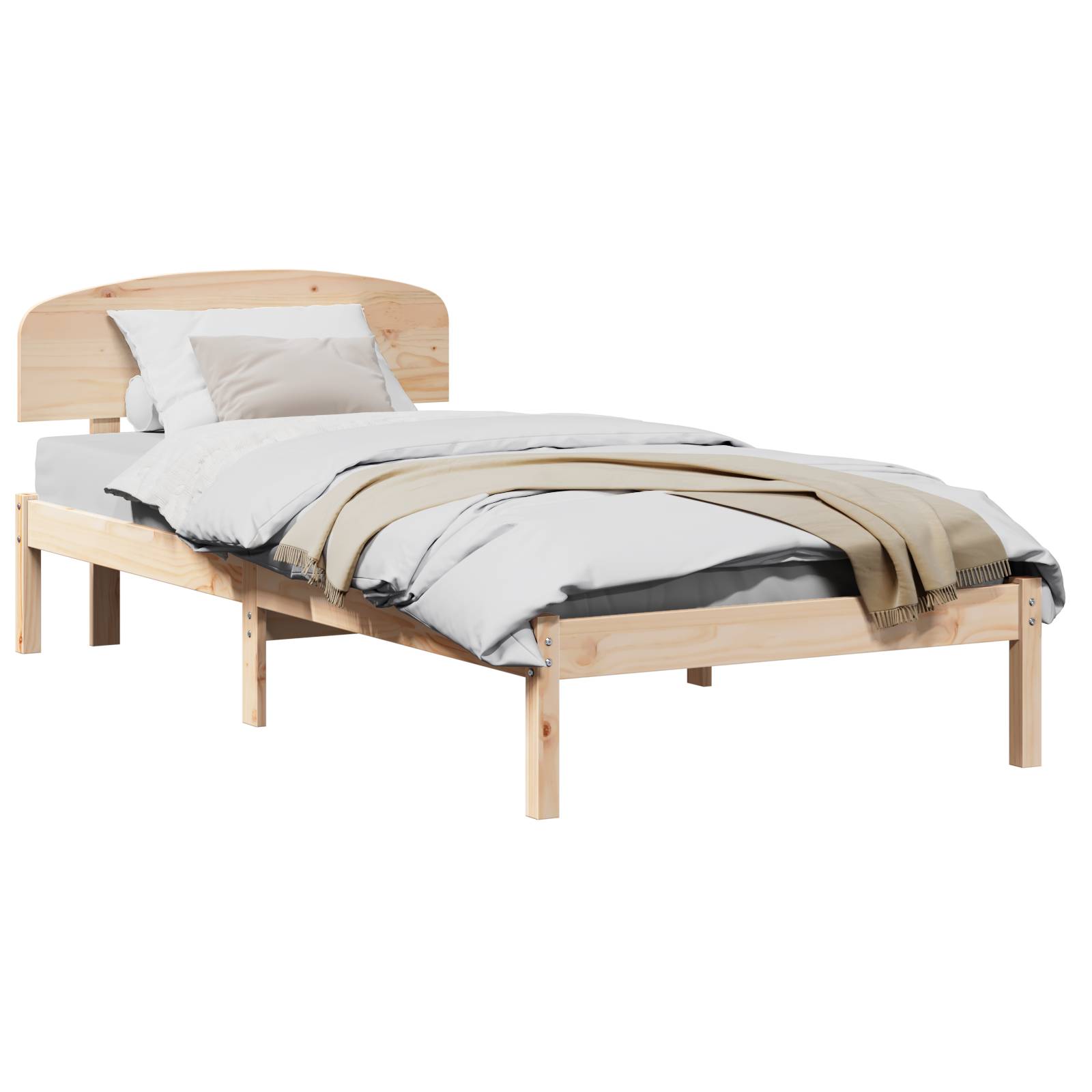 vidaXL Bettgestell mit Kopfteil 90x190 cm Massivholz Kiefer