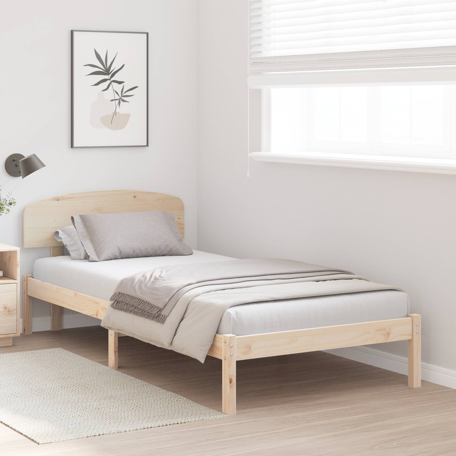 vidaXL Bettgestell mit Kopfteil 90x190 cm Massivholz Kiefer
