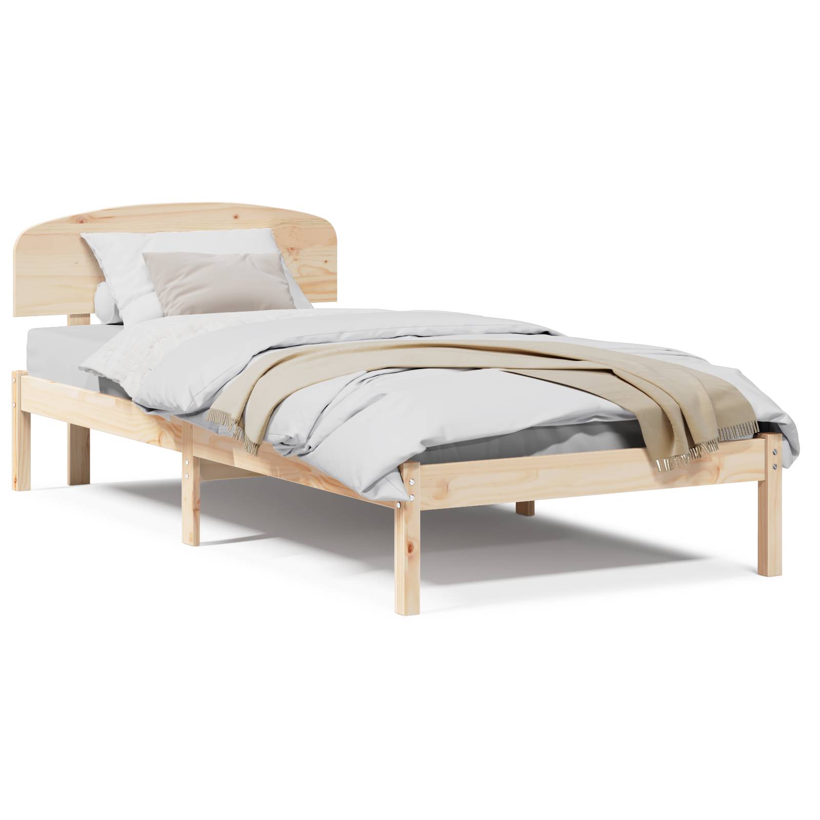 vidaXL Bettgestell mit Kopfteil 90x190 cm Massivholz Kiefer