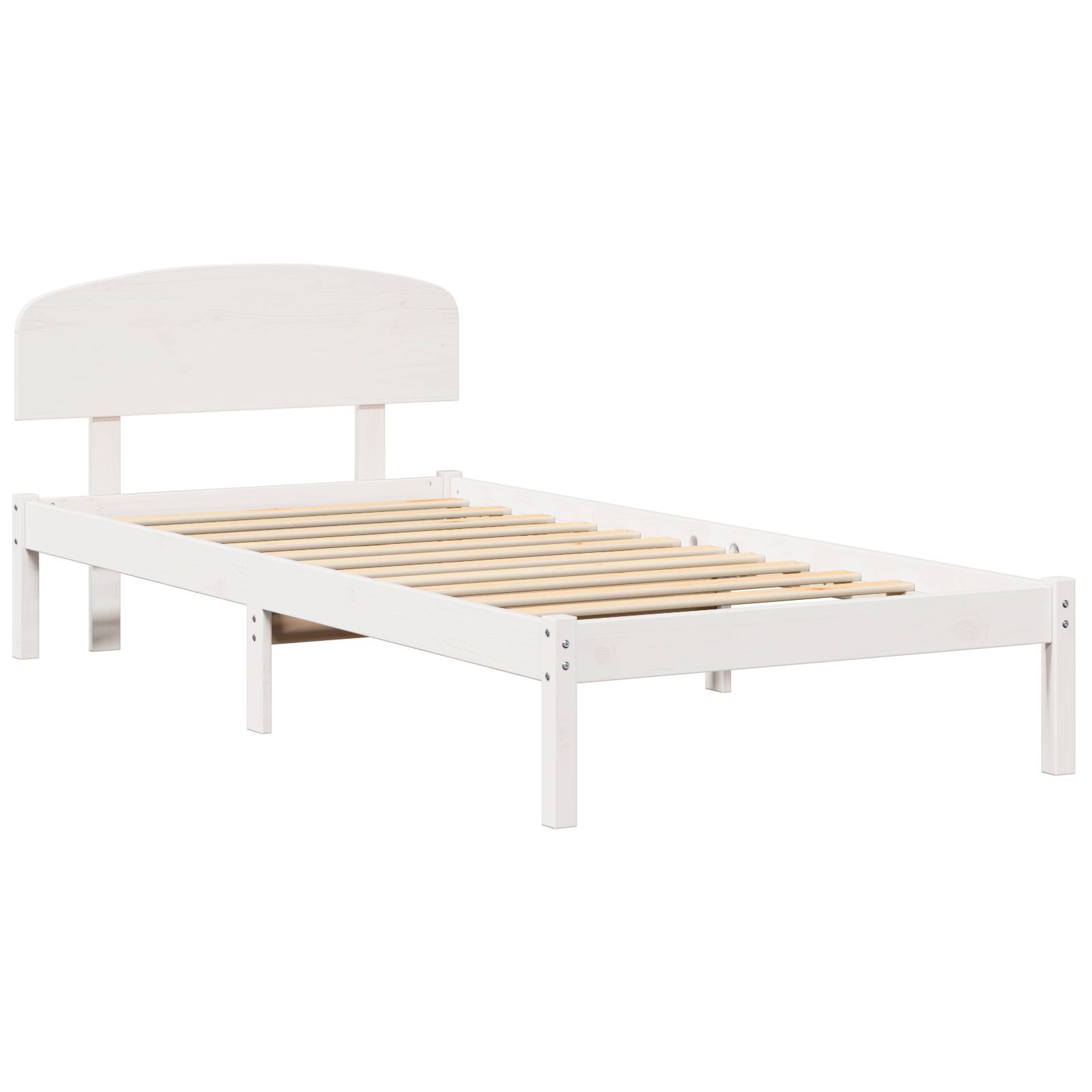 vidaXL Bettgestell mit Kopfteil Weiß 100x200 cm Massivholz Kiefer
