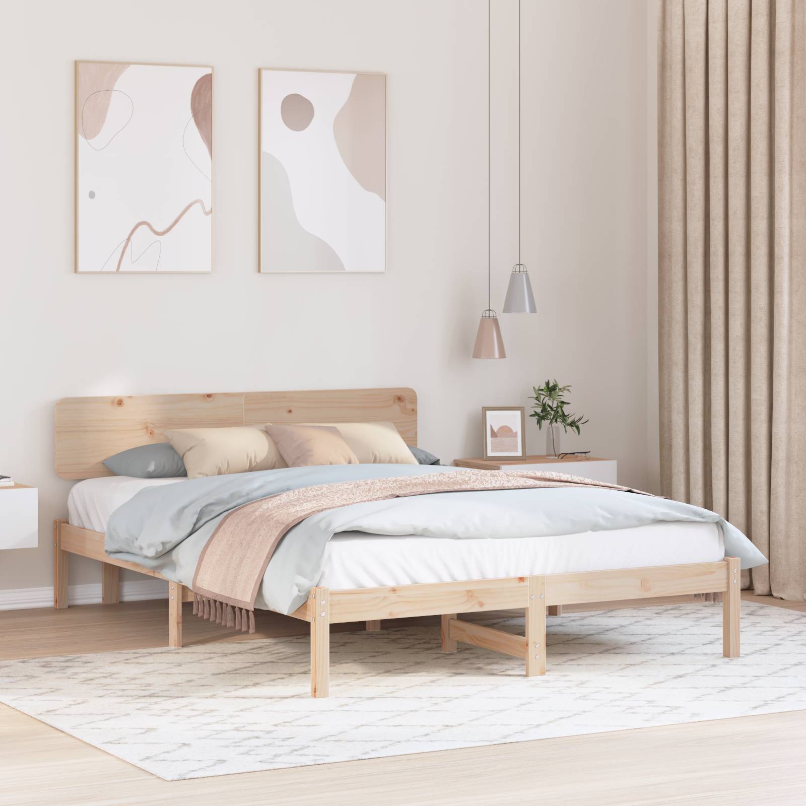 vidaXL Bettgestell mit Kopfteil 200x200 cm Massivholz Kiefer