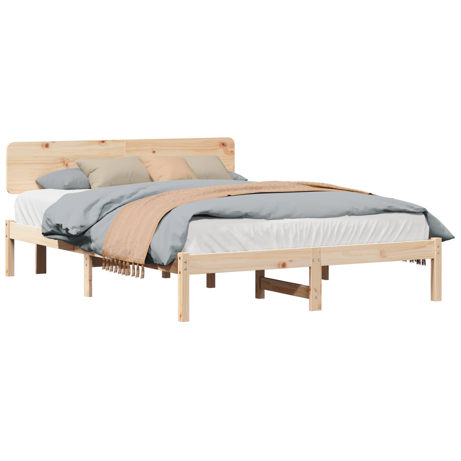 vidaXL Bettgestell mit Kopfteil 200x200 cm Massivholz Kiefer