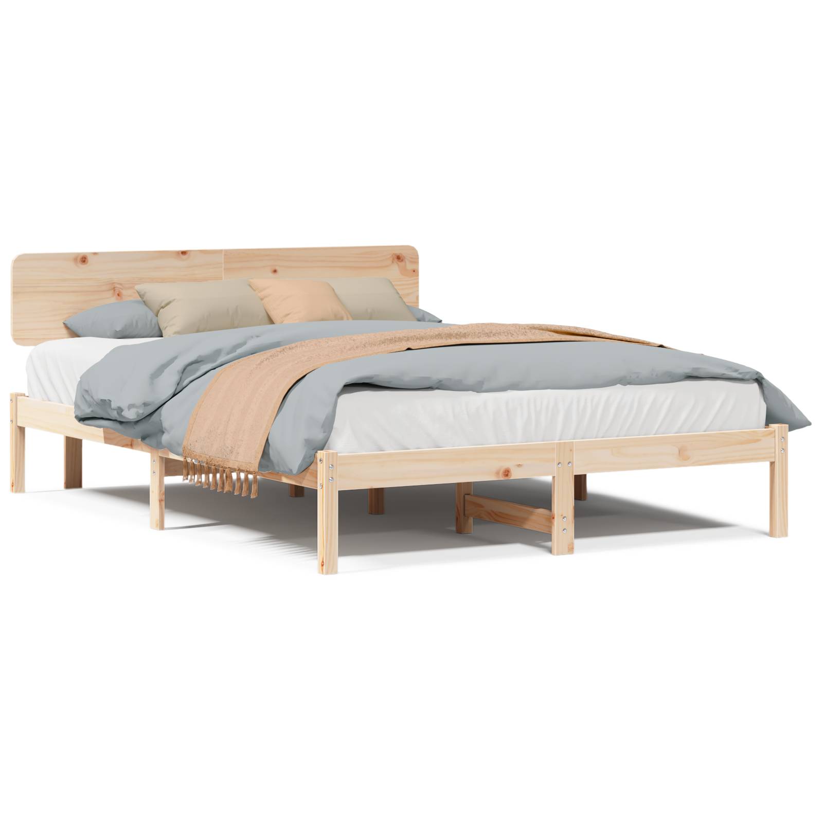 vidaXL Bettgestell mit Kopfteil 200x200 cm Massivholz Kiefer