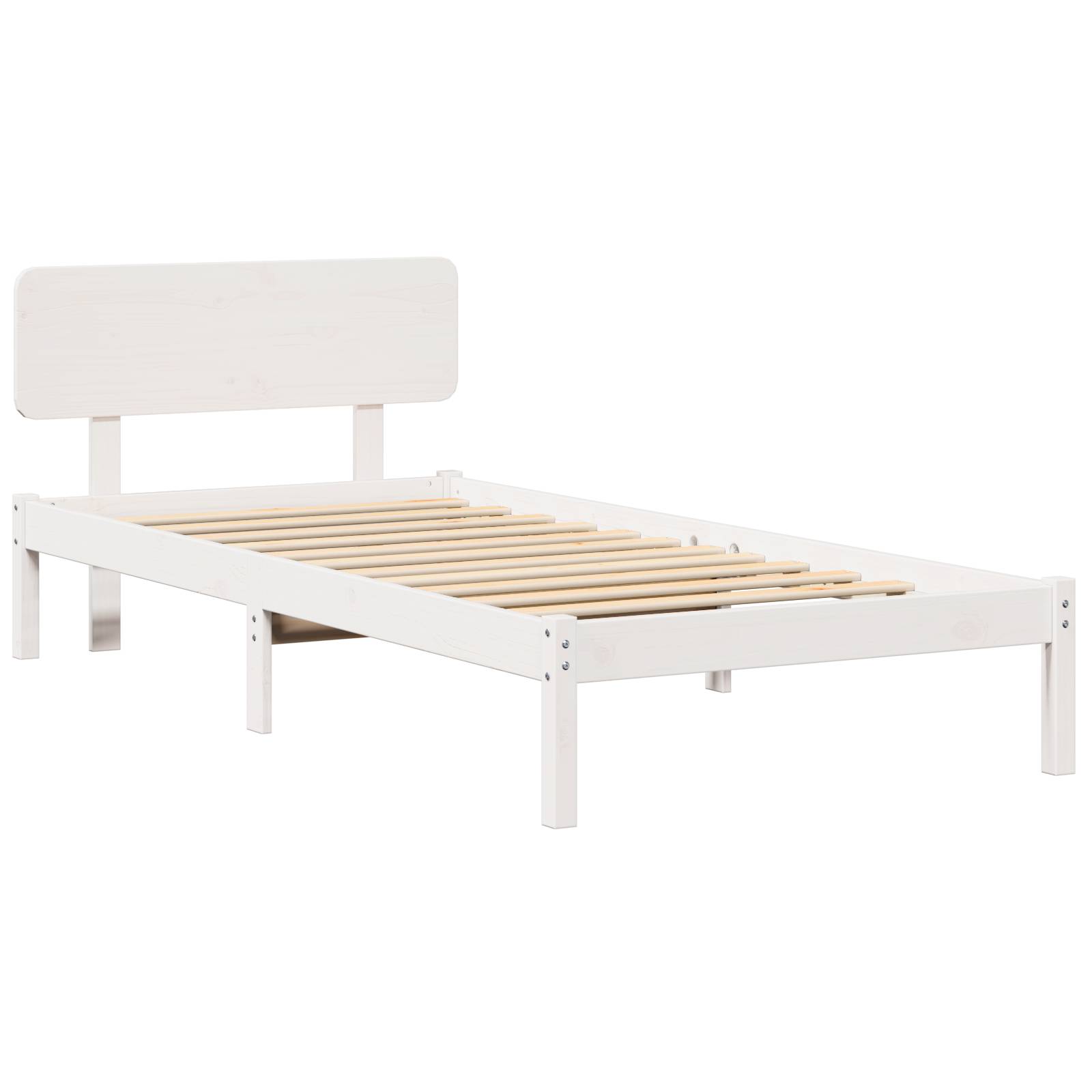 vidaXL Bettgestell mit Kopfstütze Weiß 75x190 cm Kiefer Massivholz