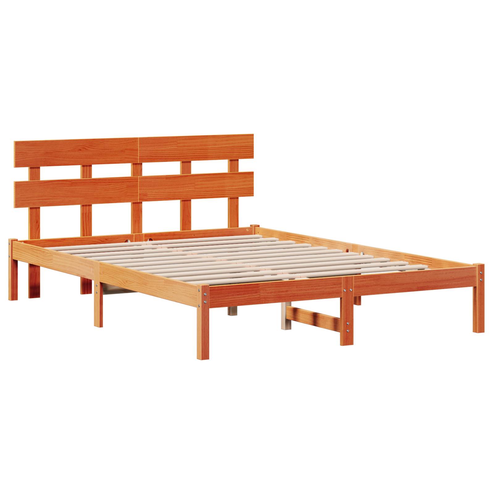 vidaXL Bettgestell mit Kopfteil Wachsbrown 160x200 cm Massivholz Kiefer