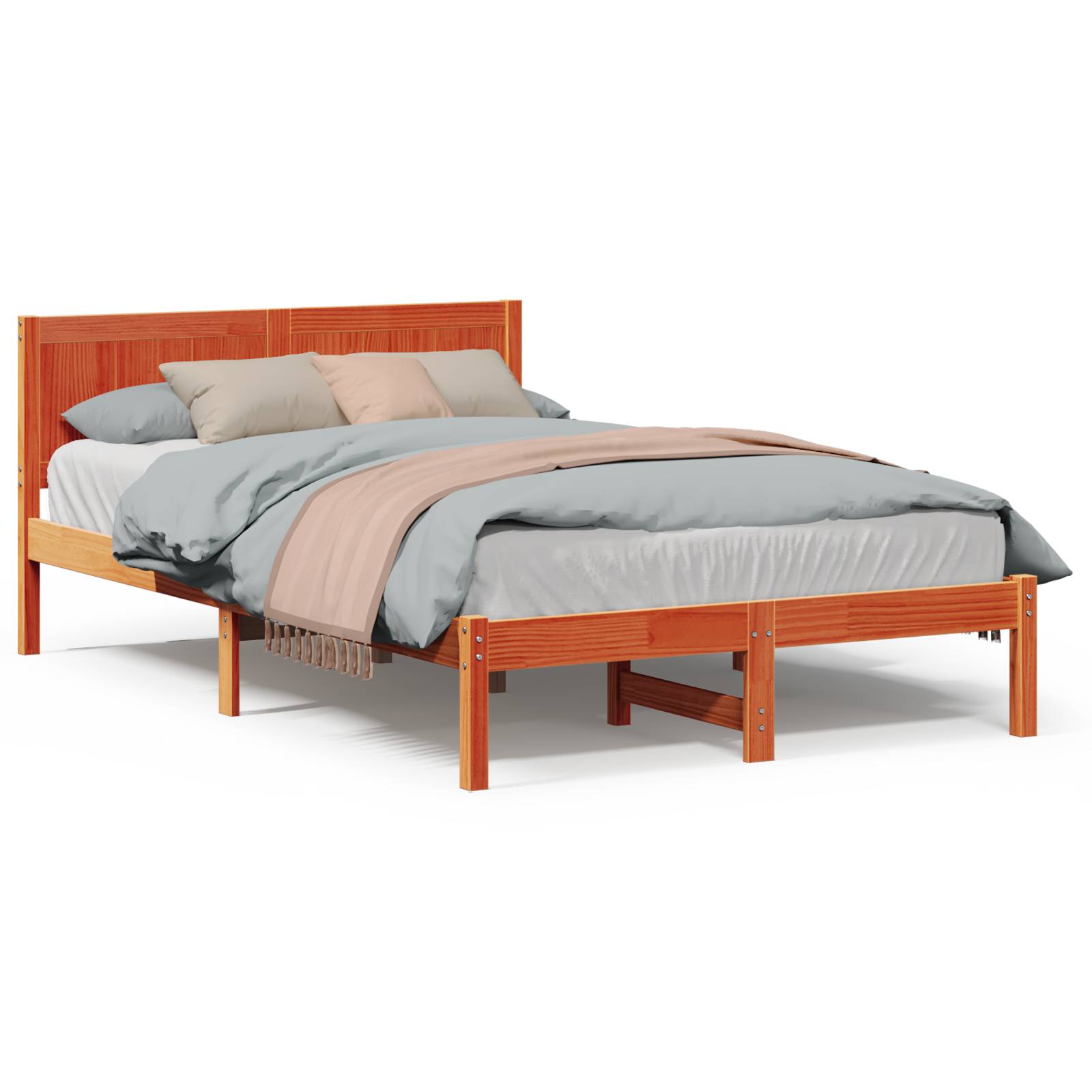 vidaXL Wachsbrown Bettgestell Wachsbrown Massivholz 120 x 200 cm