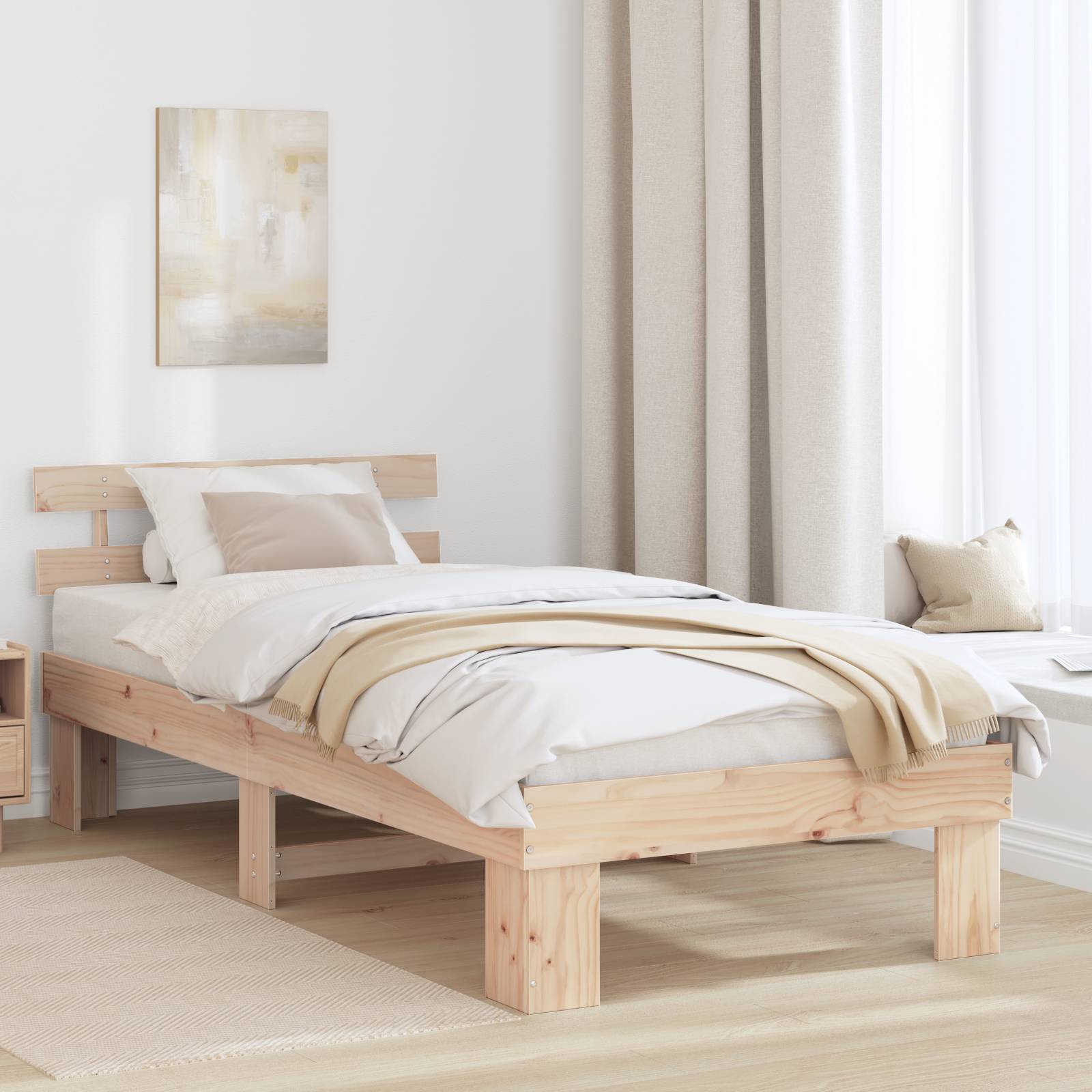 vidaXL Bettgestell mit Kopfteil 80x200 cm Massivholz Kiefer