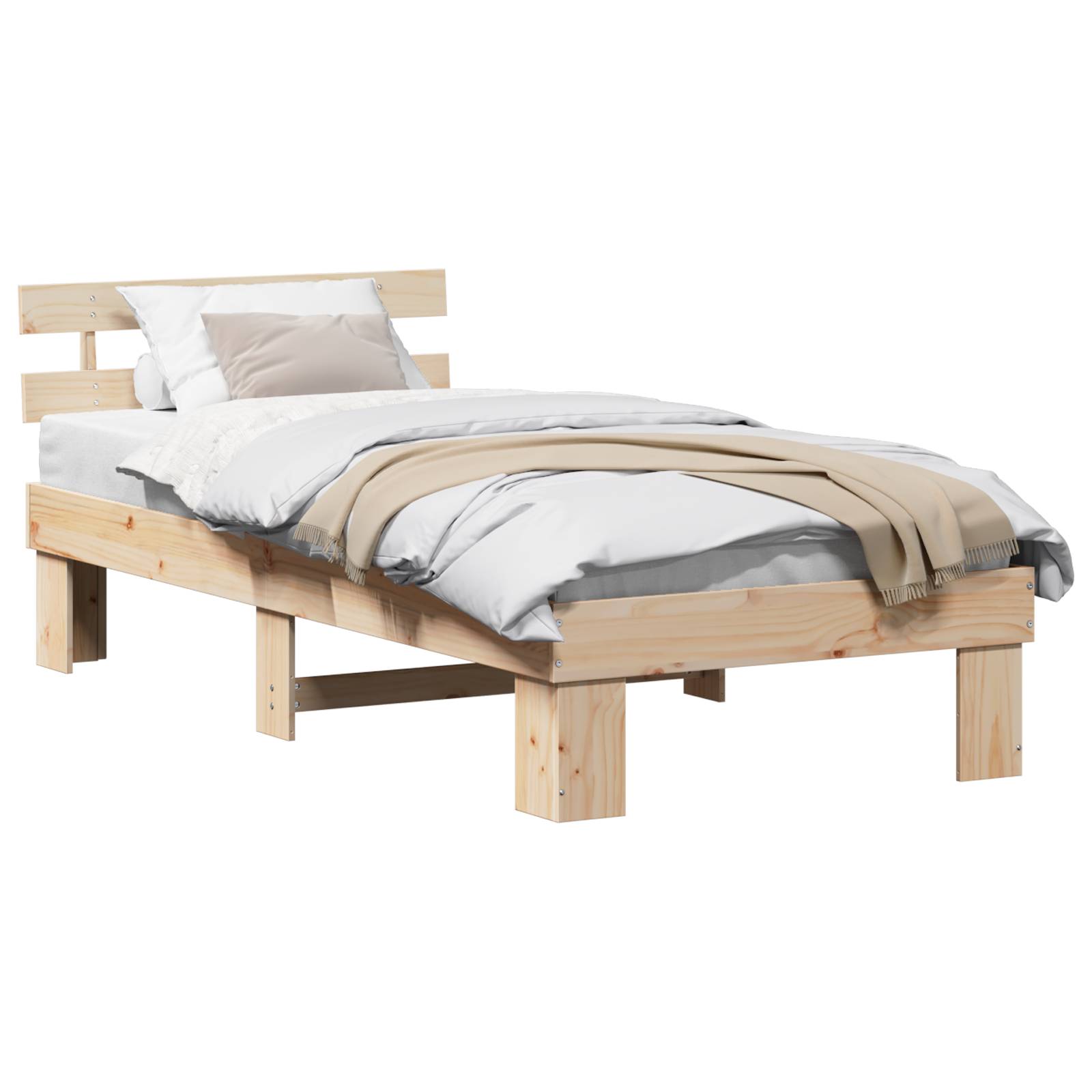 vidaXL Bettgestell mit Kopfteil 80x200 cm Massivholz Kiefer