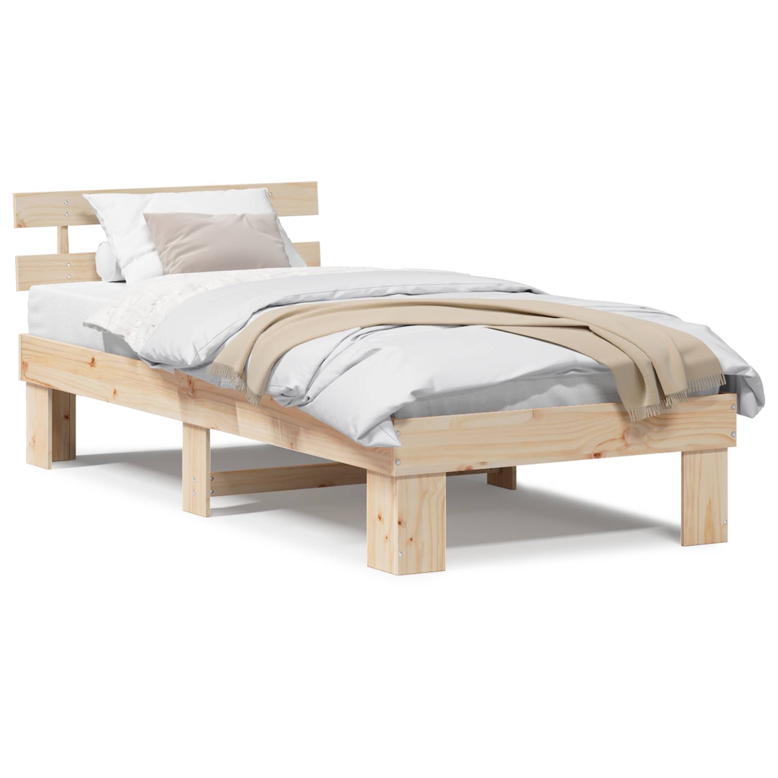 vidaXL Bettgestell mit Kopfteil 80x200 cm Massivholz Kiefer