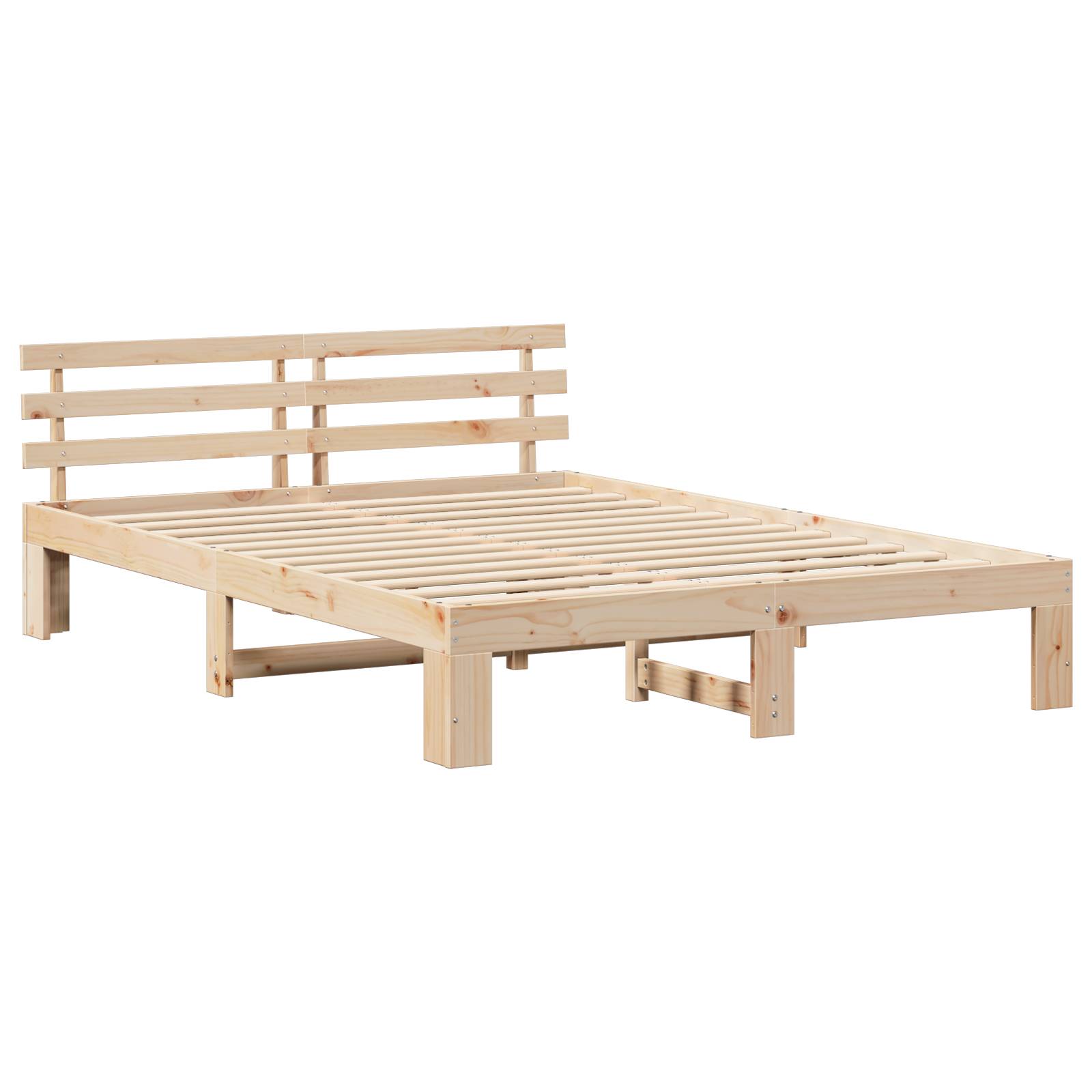 vidaXL Bettgestell aus massivem Kiefer Naturholz Massivholz Kiefer