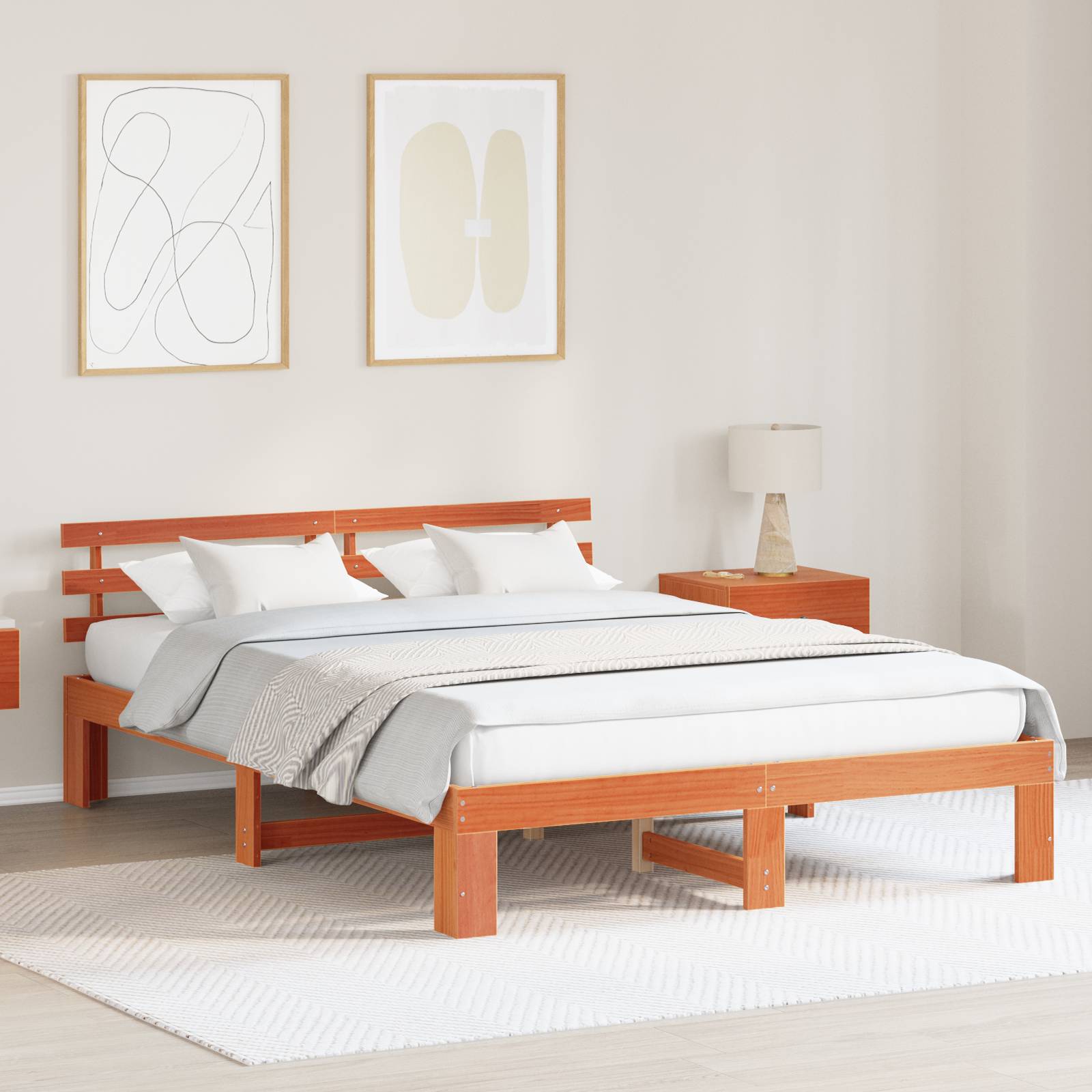 vidaXL Kiefer Bettgestell Wachsbrown Massivholz 150 x 200 cm Bettgestell