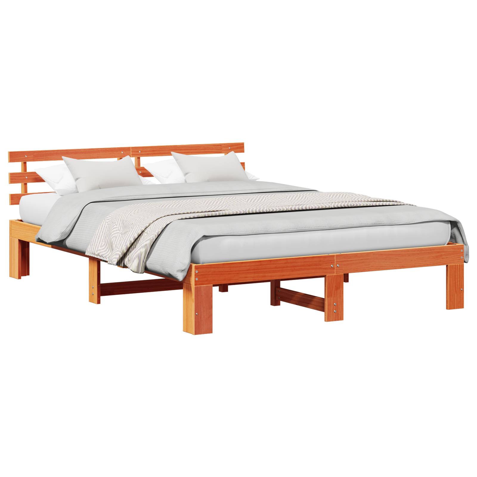 vidaXL Kiefer Bettgestell Wachsbrown Massivholz 150 x 200 cm Bettgestell