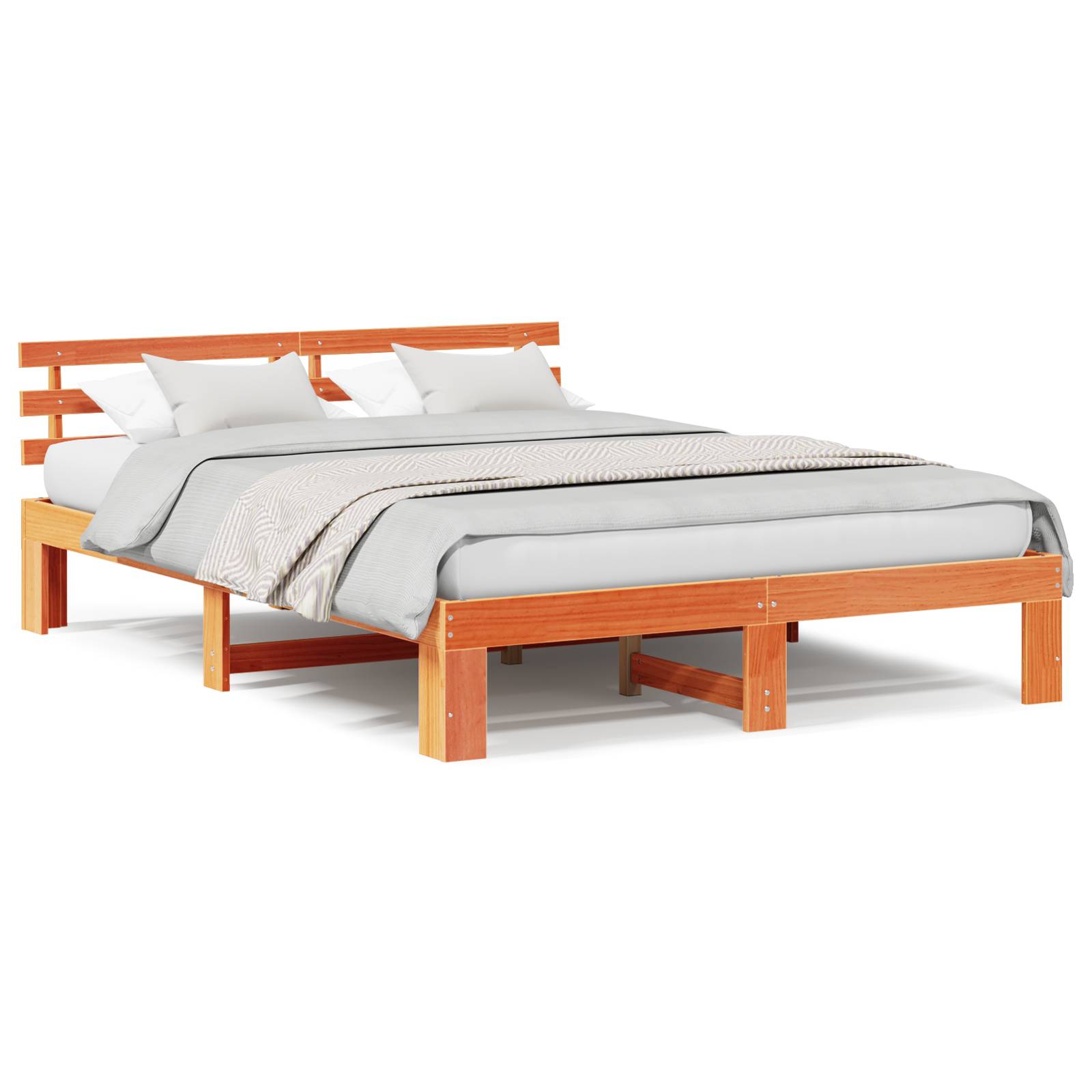 vidaXL Kiefer Bettgestell Wachsbrown Massivholz 150 x 200 cm Bettgestell