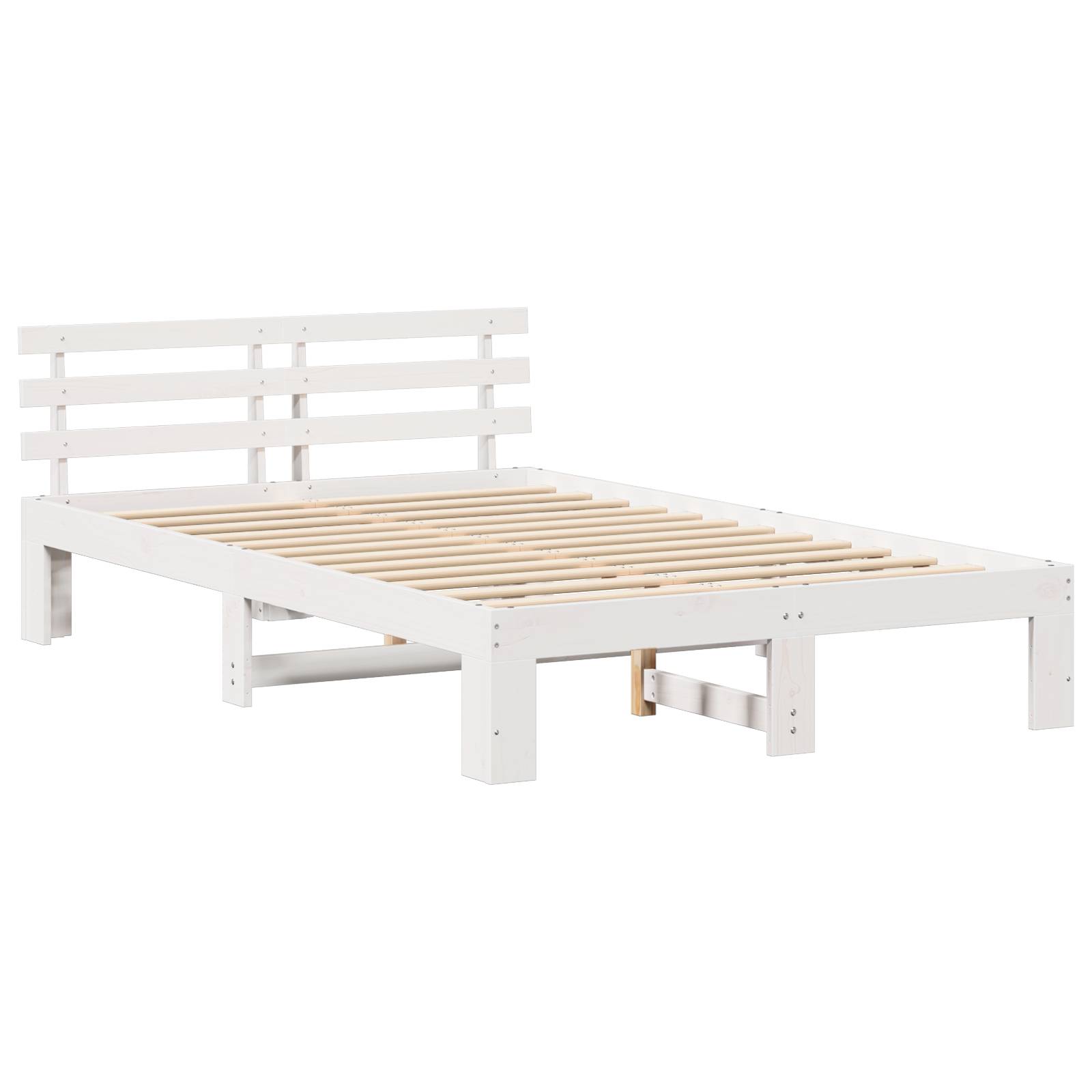 vidaXL Weißes Kiefernholz-Bettgestell Weiß Massivholz 120 x 200 cm