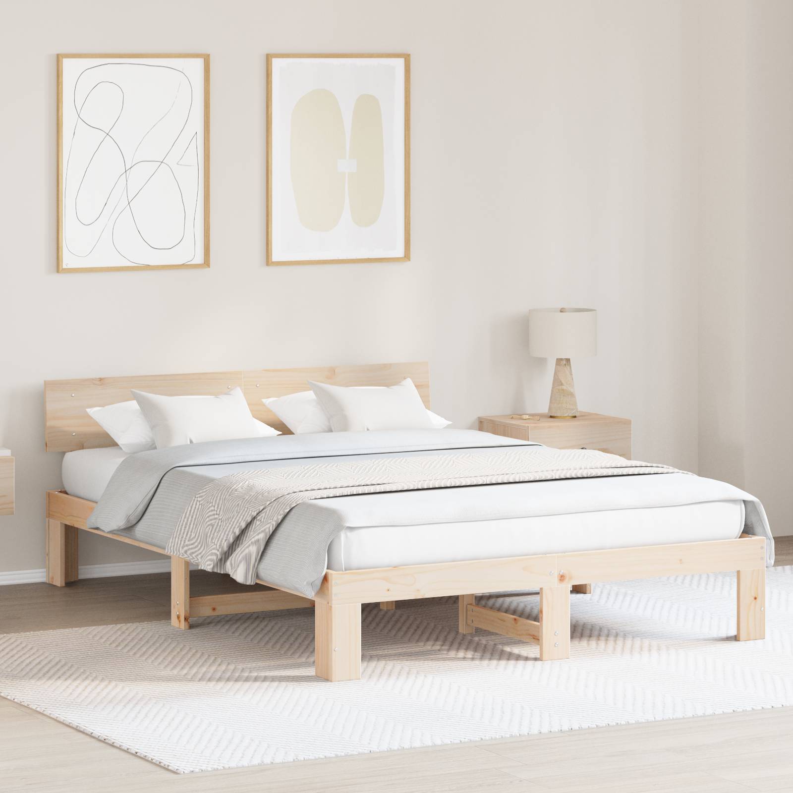 vidaXL Bettgestell mit Kopfteil 160x200 cm Massivholz Kiefer