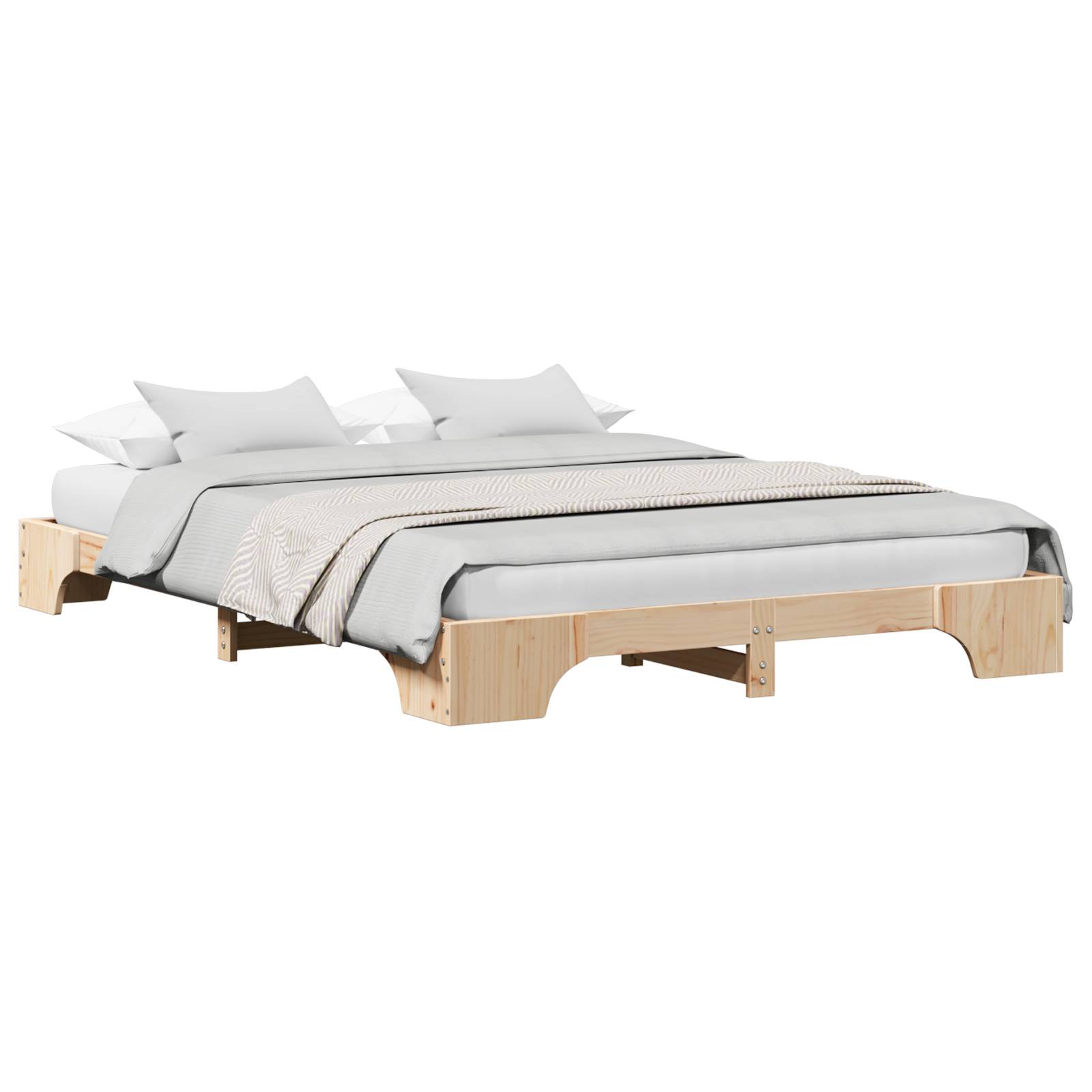 vidaXL Bettgestell Natürlich Massivholz Kiefer Kingsize Langlebig
