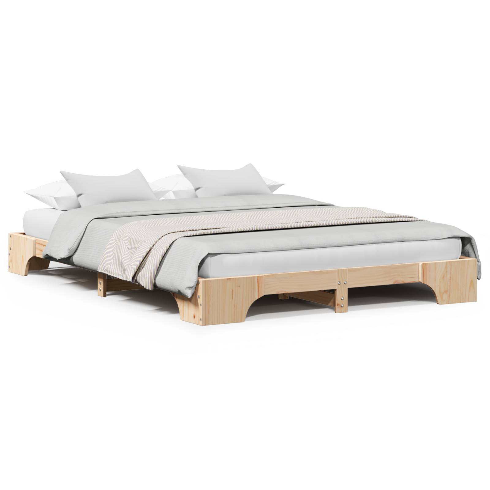 vidaXL Bettgestell Natürlich Massivholz Kiefer Kingsize Langlebig