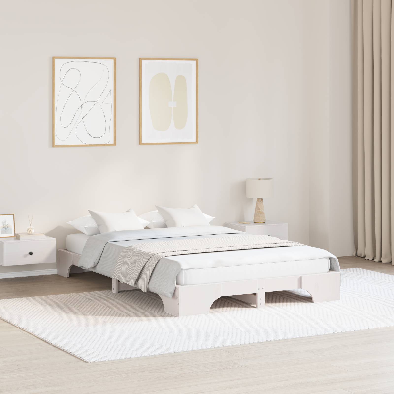 vidaXL Bettgestell Weiß Massivholz 120 x 190 cm Langlebig