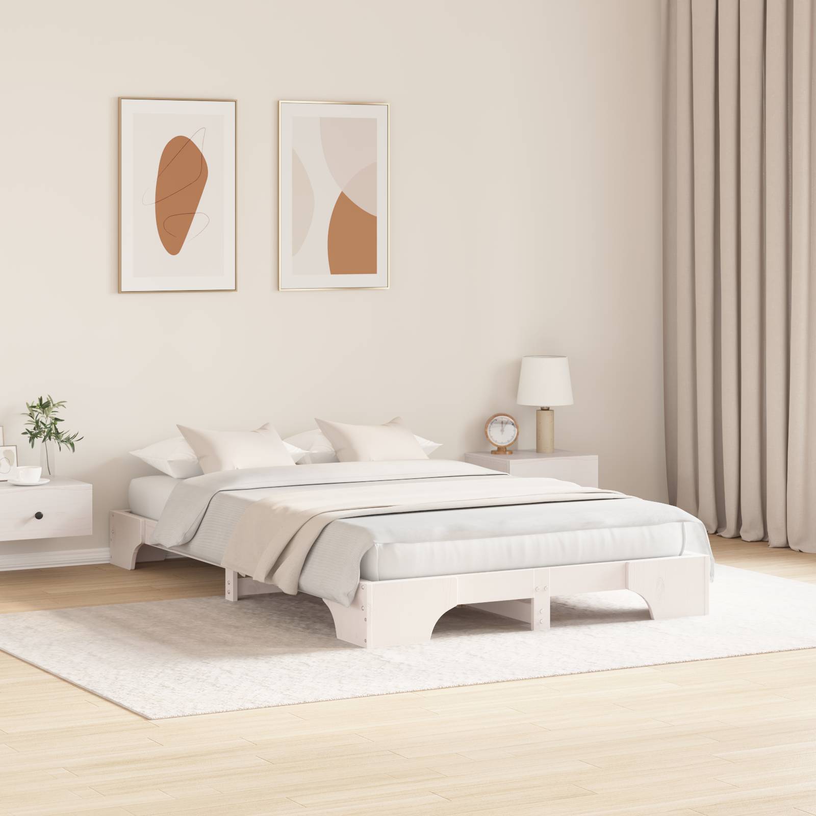 vidaXL Bettgestell Weiß Massivholz 120 x 190 cm Langlebig
