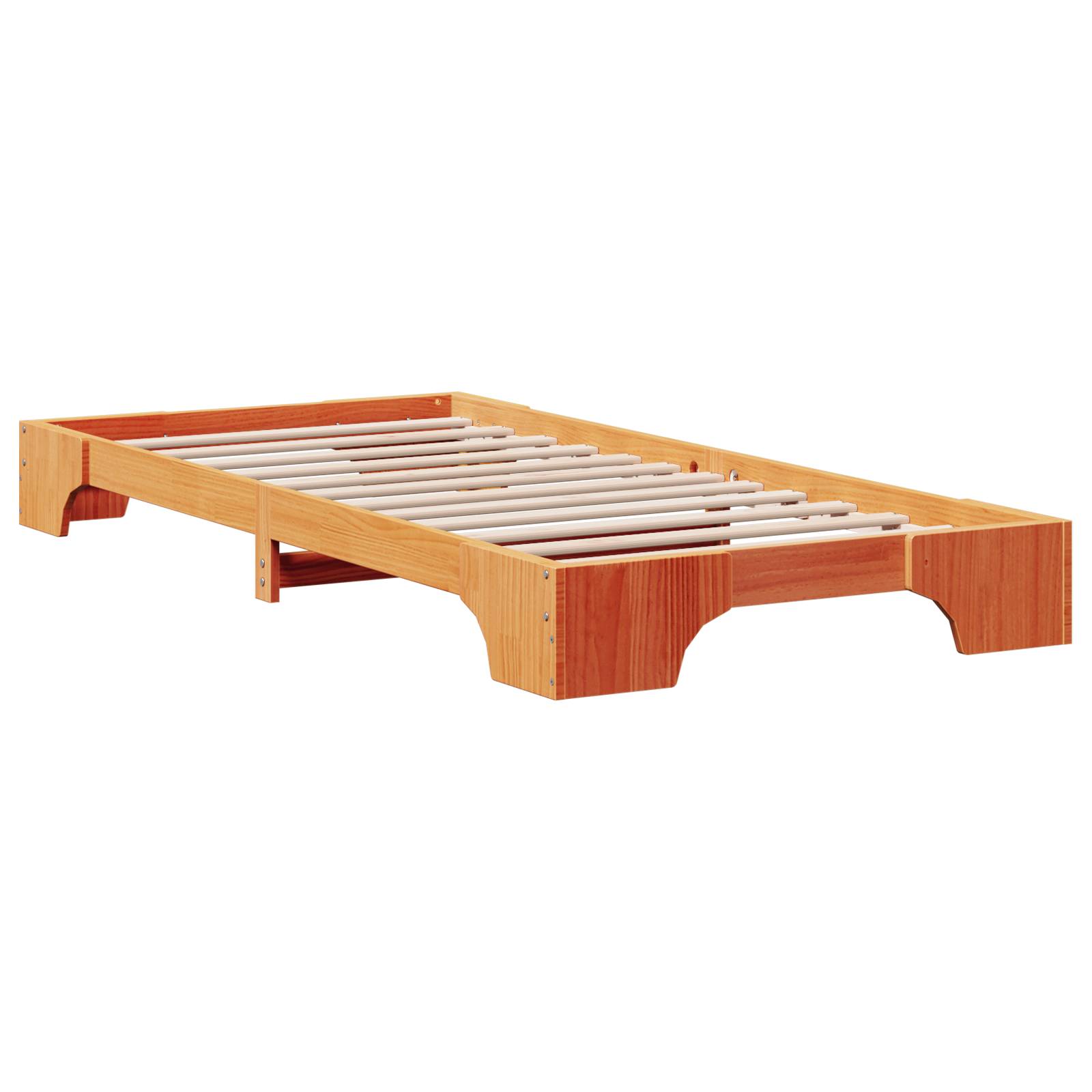 vidaXL Bettgestell Gewachst Braun Massivholz 80 x 200 cm Bettgestell