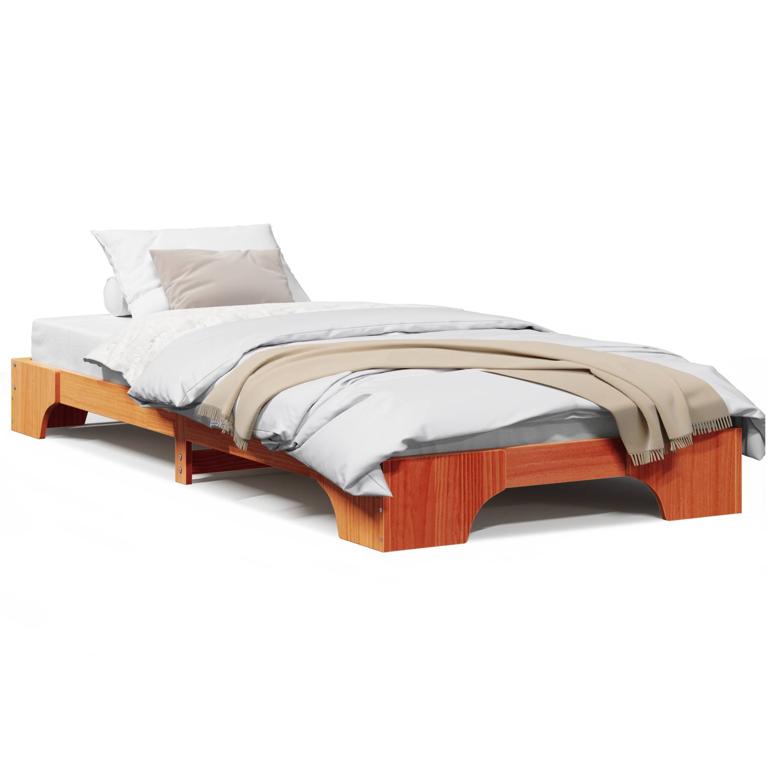 vidaXL Bettgestell Gewachst Braun Massivholz 80 x 200 cm Bettgestell