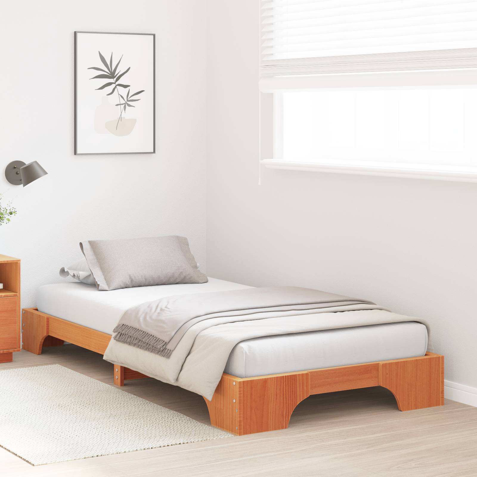 vidaXL Bettgestell Gewachst Braun Massivholz 80 x 200 cm Bettgestell