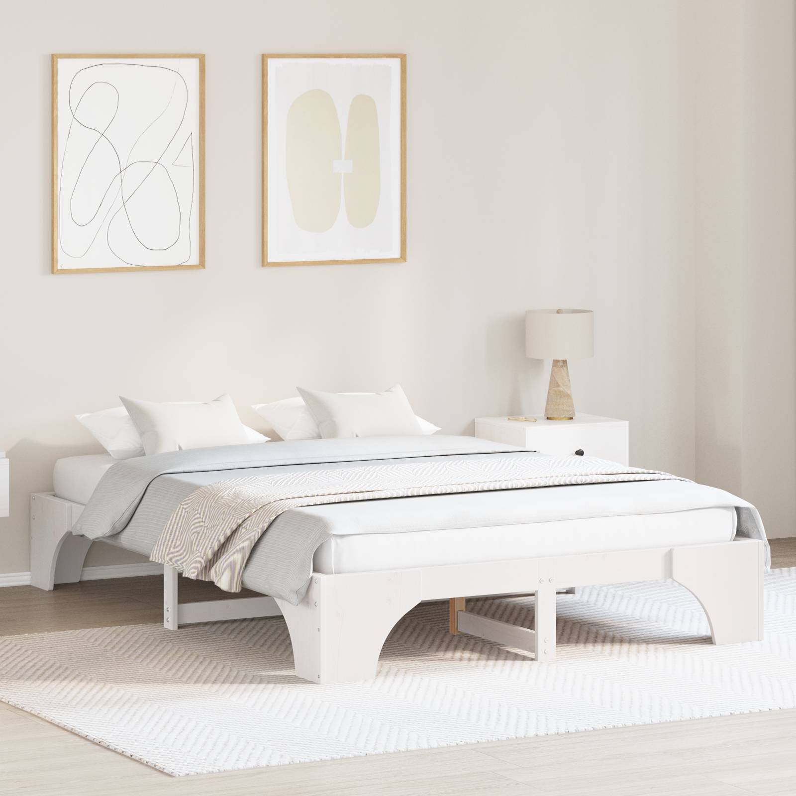 vidaXL Bettrahmen Weiß Holz 140 x 200 cm Minimalistisch